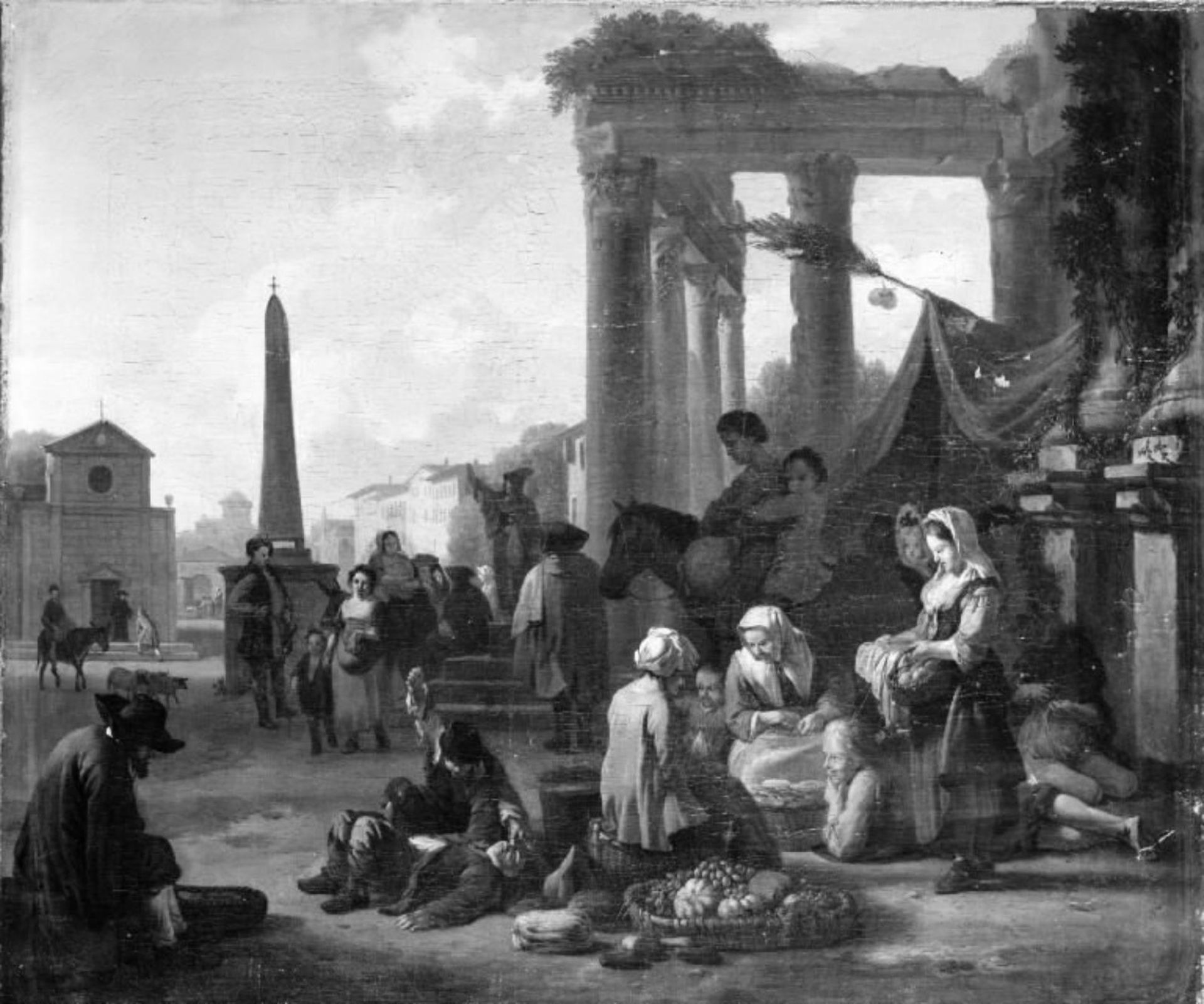 Market Place in Rome by Jan van Huchtenburg