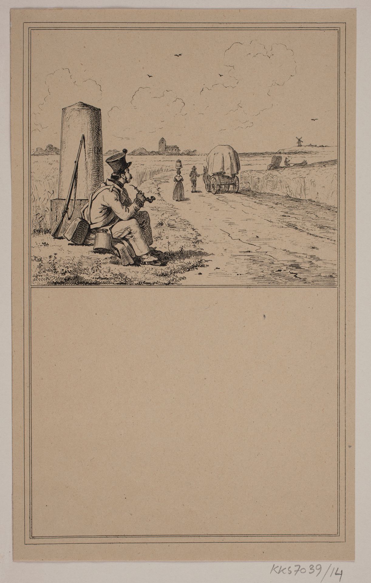 Soldaten på vandring. Nr. 13 i Chr. Winther og M. Rørbye, "25 Billeder for små børn" by Adolph Kittendorff