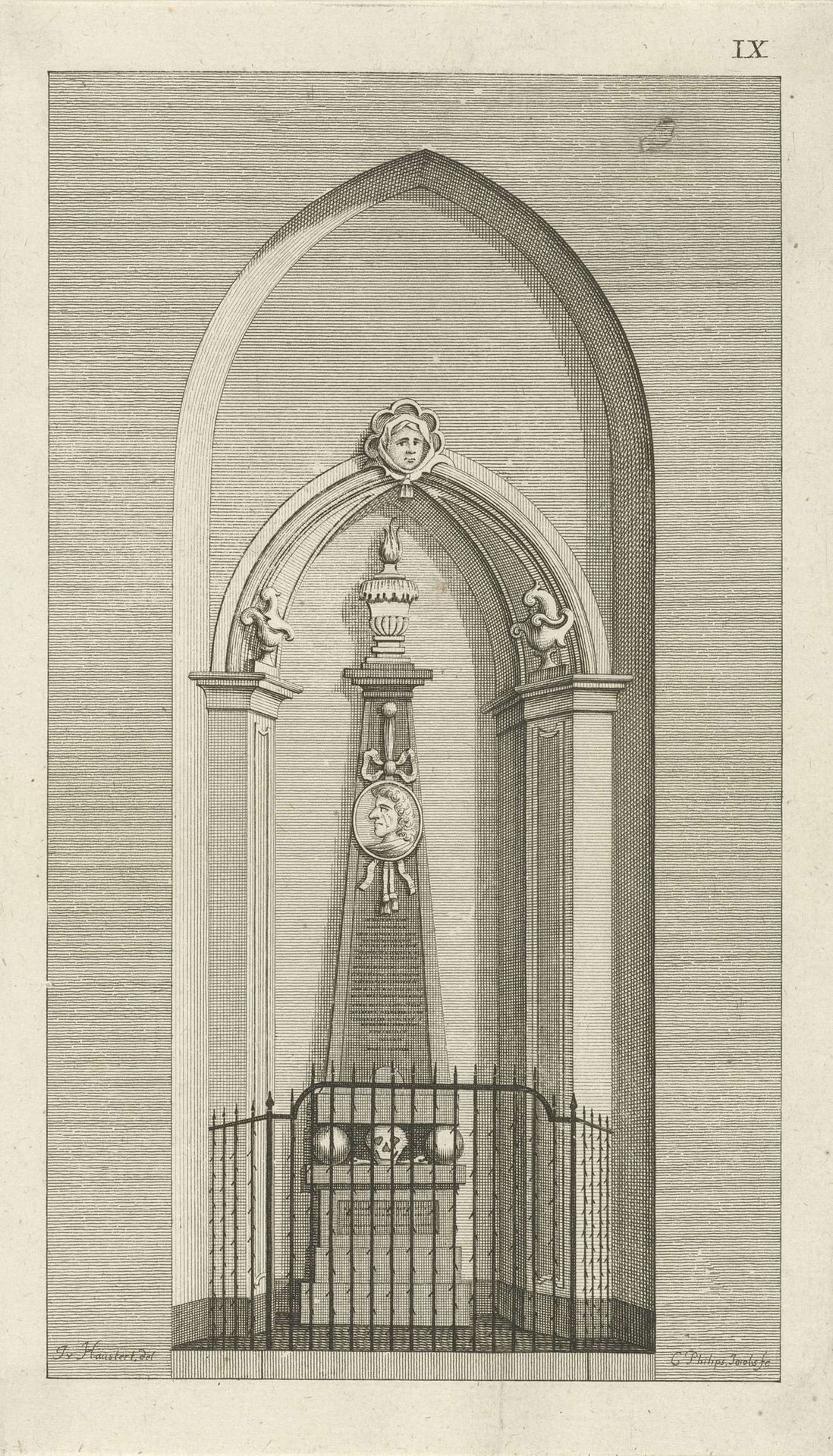 Grafmonument van Antoni van Leeuwenhoek by Caspar Jacobsz. Philips