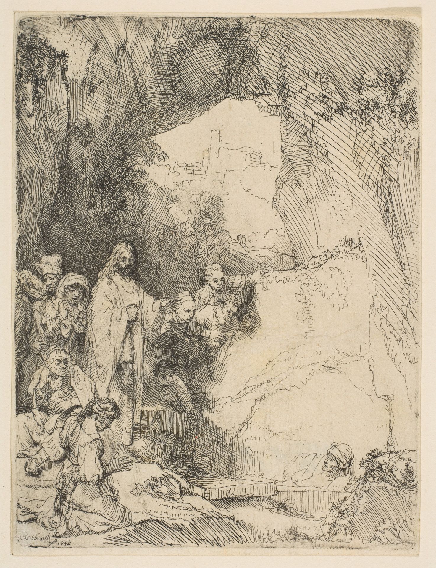 The Raising of Lazarus, small plate by Rembrandt van Rijn
