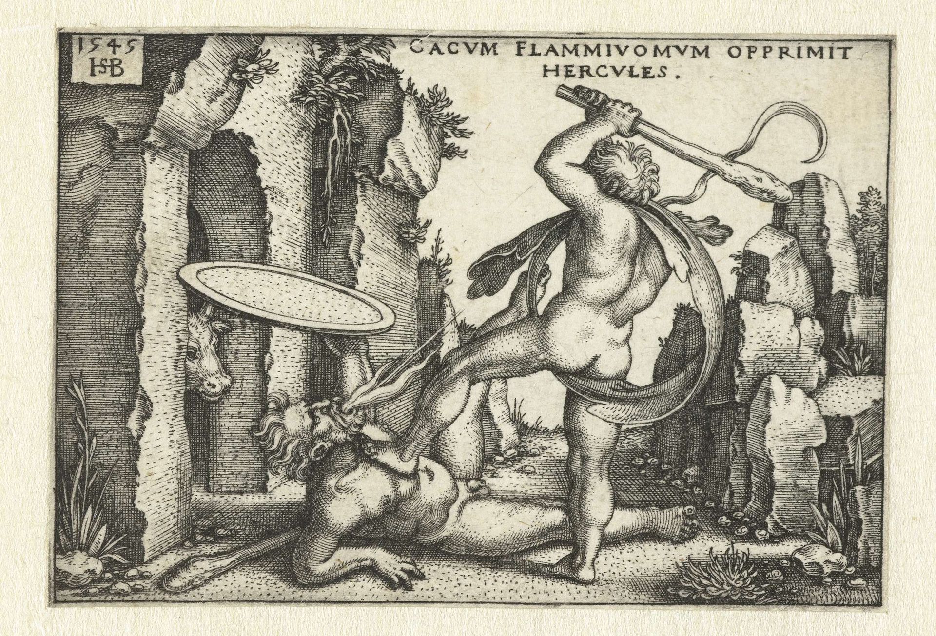 Hercules doodt Cacus by Sebald Beham