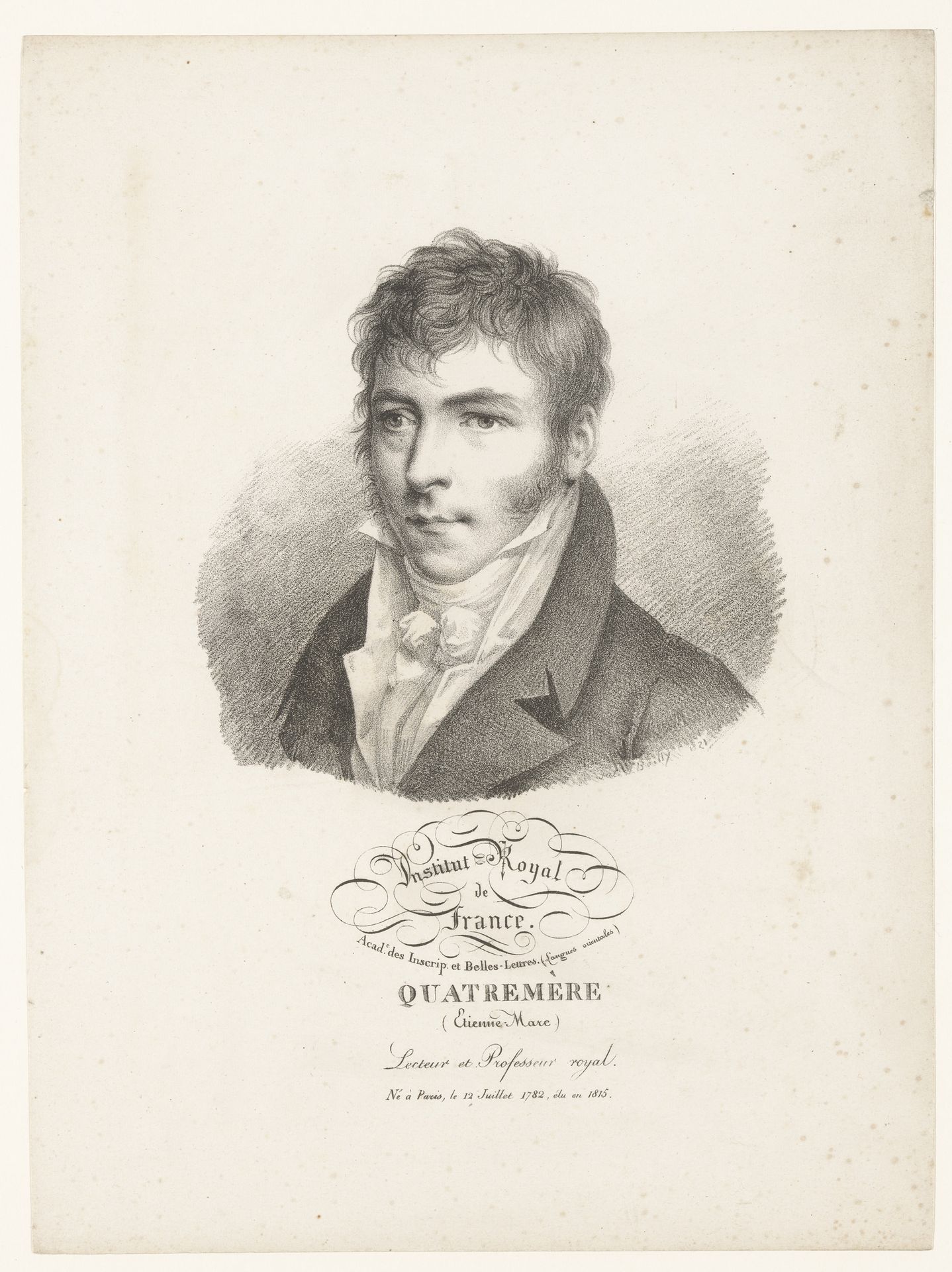 Portret van de oriëntalist Étienne Marc Quatremère by Julien-Léopold Boilly
