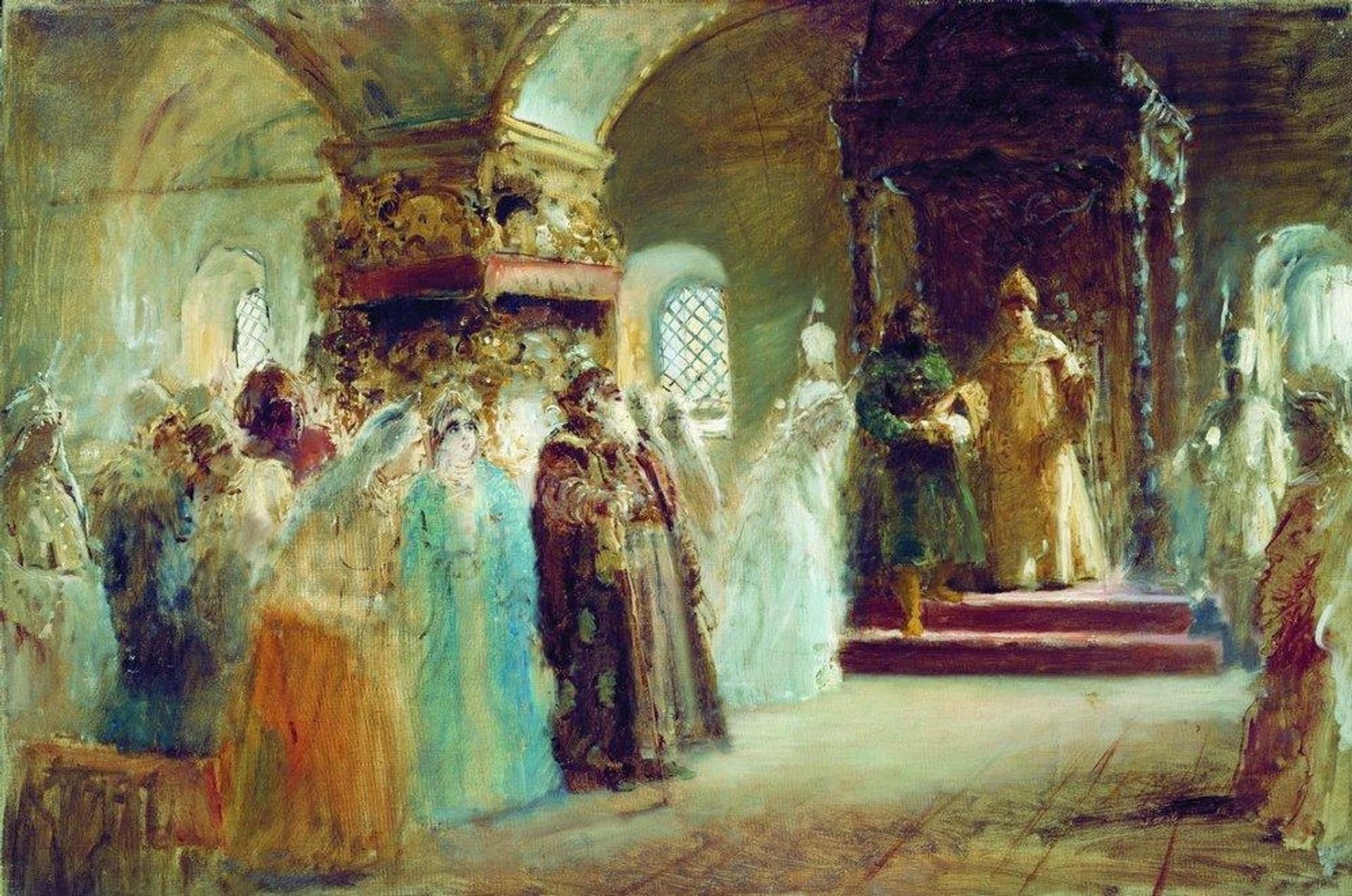 Tsar Alexei Michaylovich choosing a bride by Konstantin Egorovich Makovsky