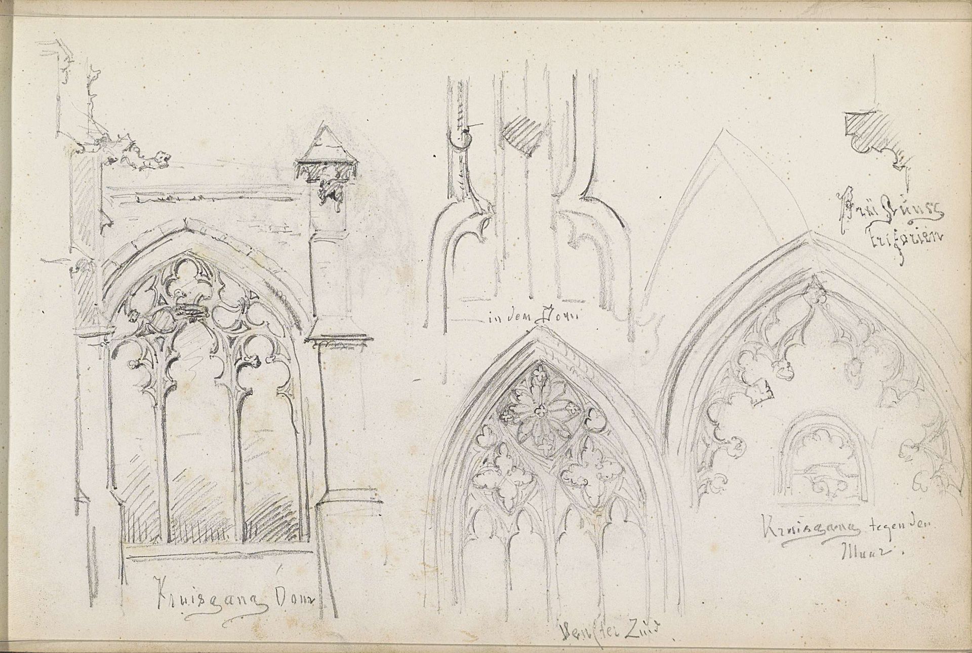 Vensters met maaswerk in de kruisgang van de Dom te Utrecht by Isaac Gosschalk