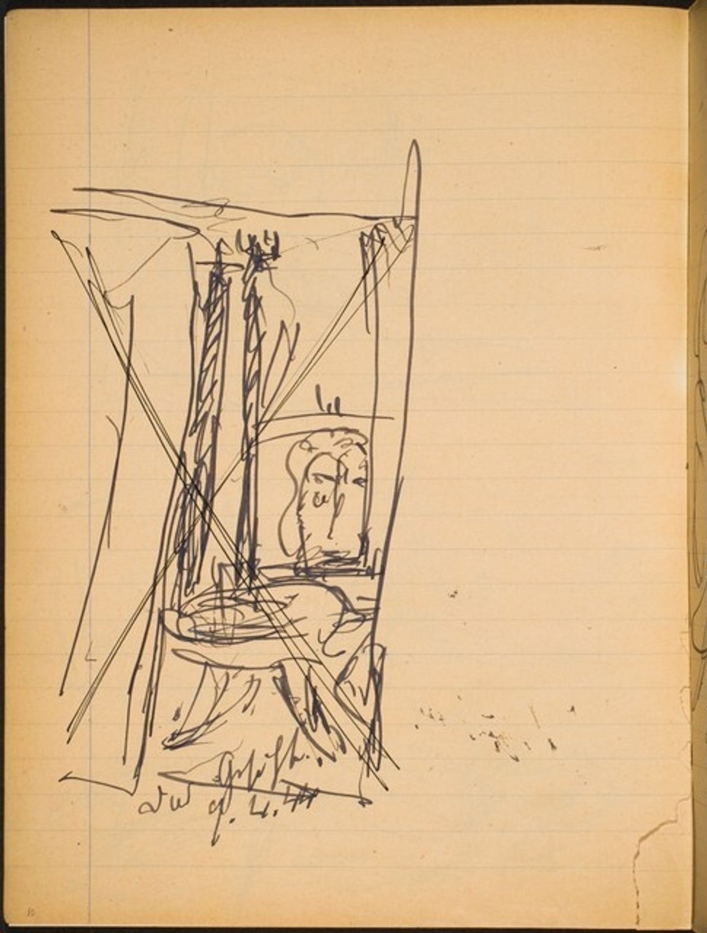 Skizze mit Fensterausblick (Sketch with View from Window) [p. 10] by Max Beckmann