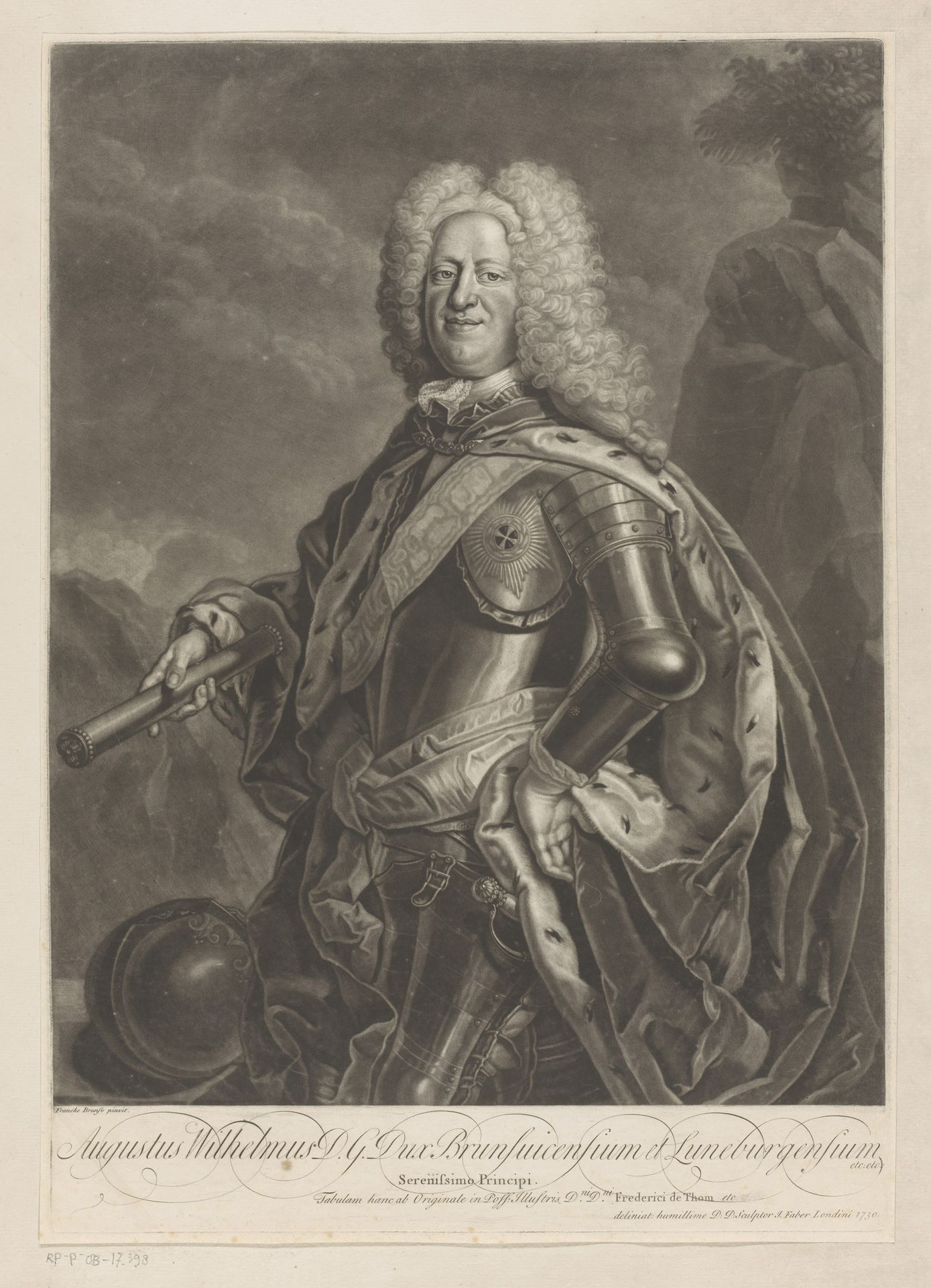 Portret van August Wilhelm von Braunschweig-Lüneburg by John (II) Faber
