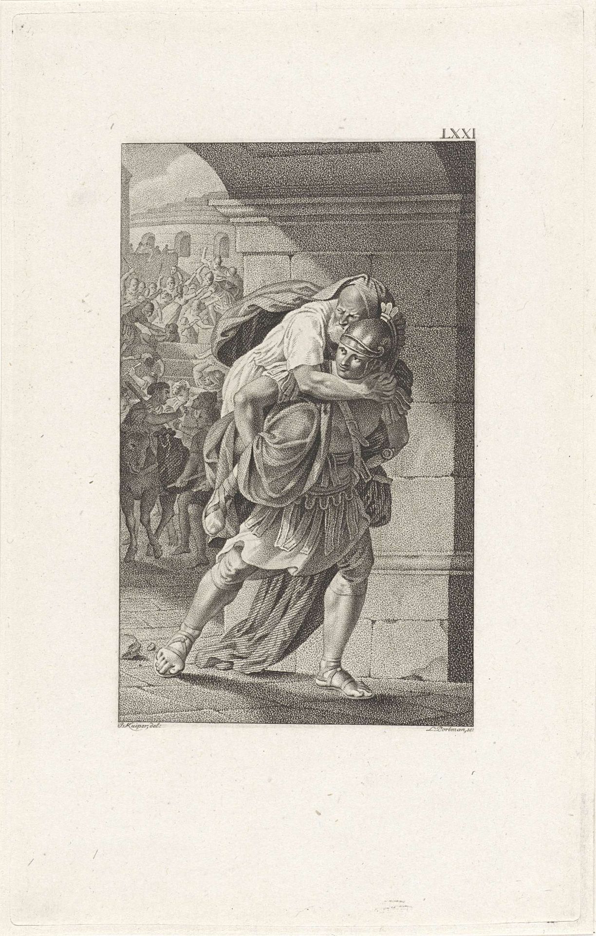 Oppius gered door zijn zoon by Ludwig Gottlieb Portman