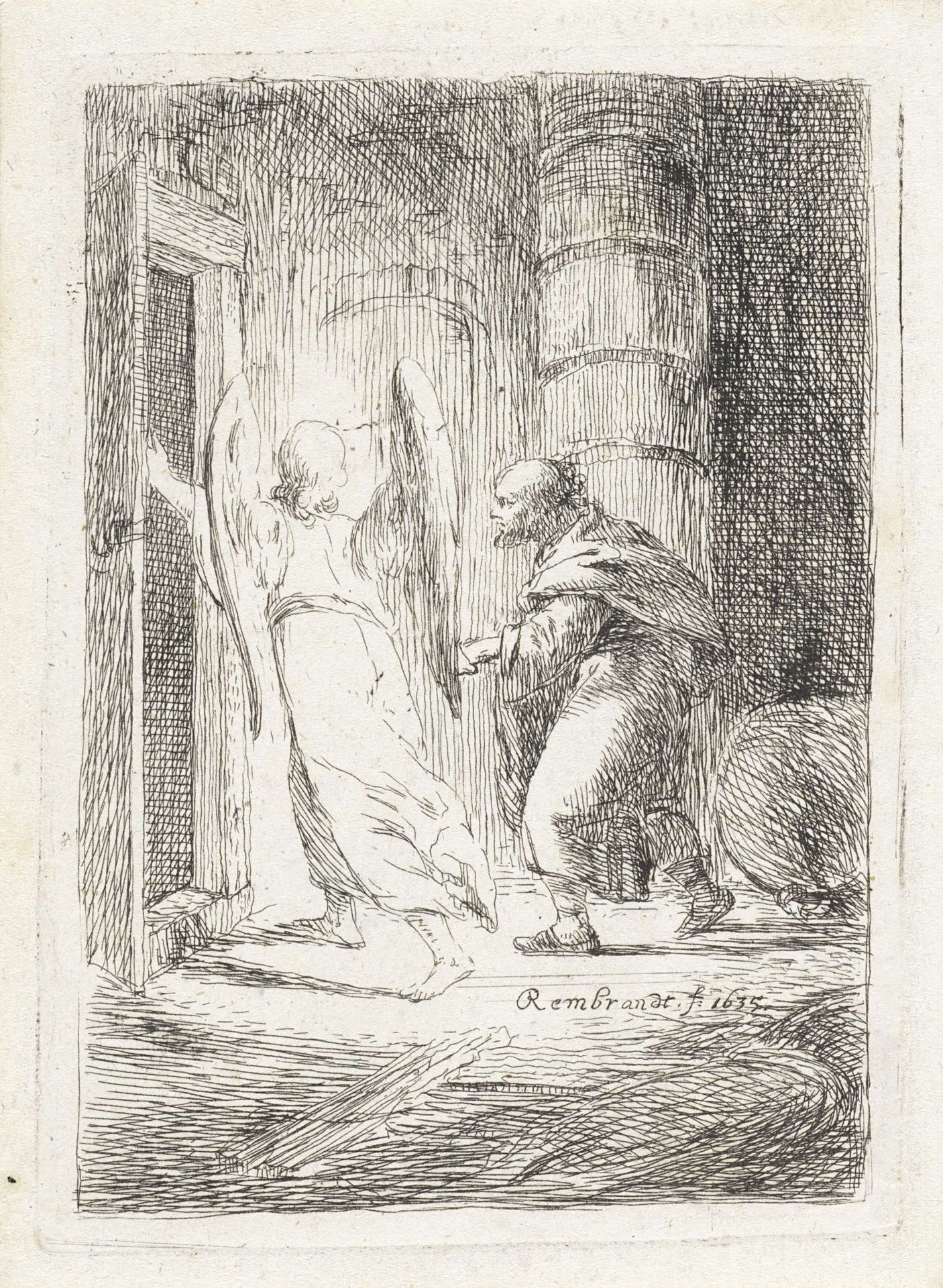 Man aan de hand van een engel by Anonymous