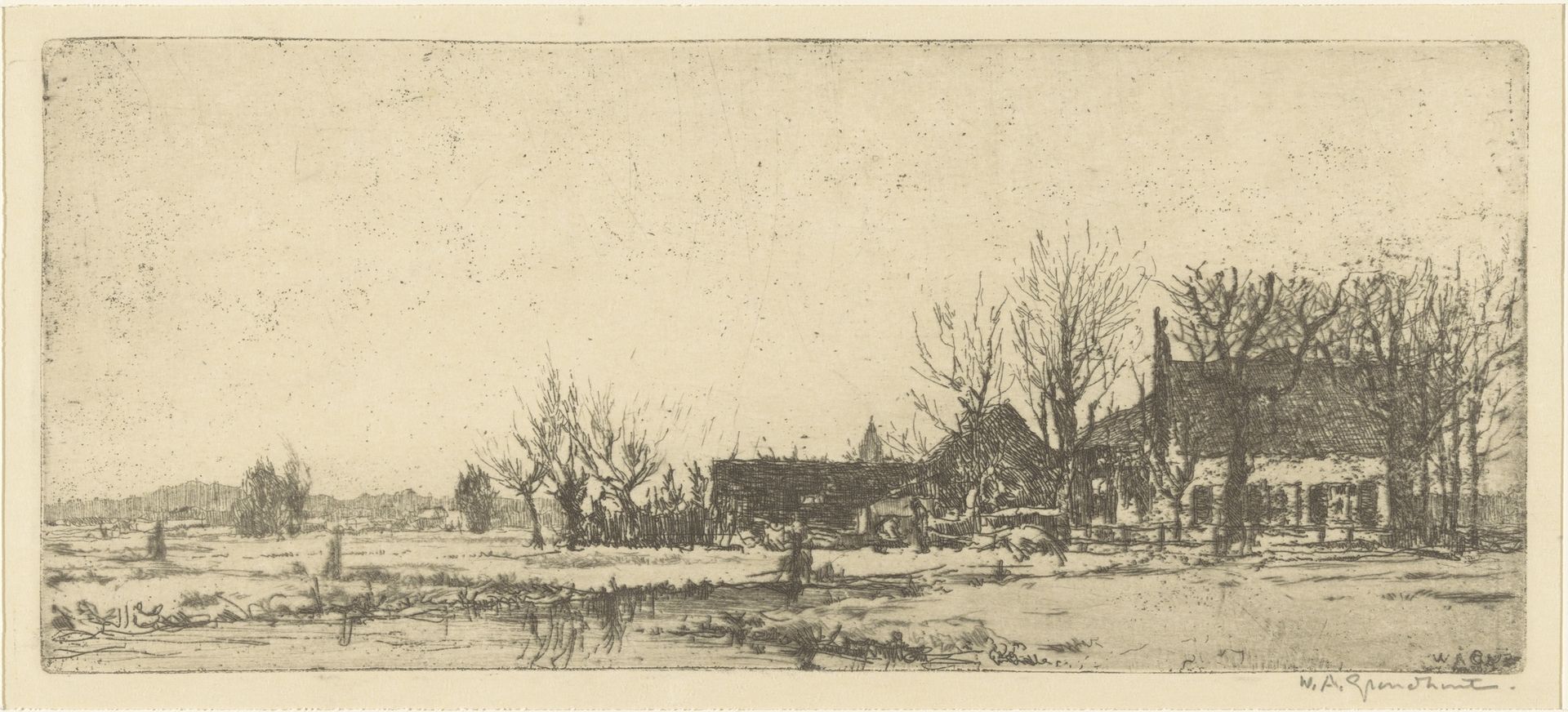 Boerderij bij Voorburg by Willem Adrianus Grondhout