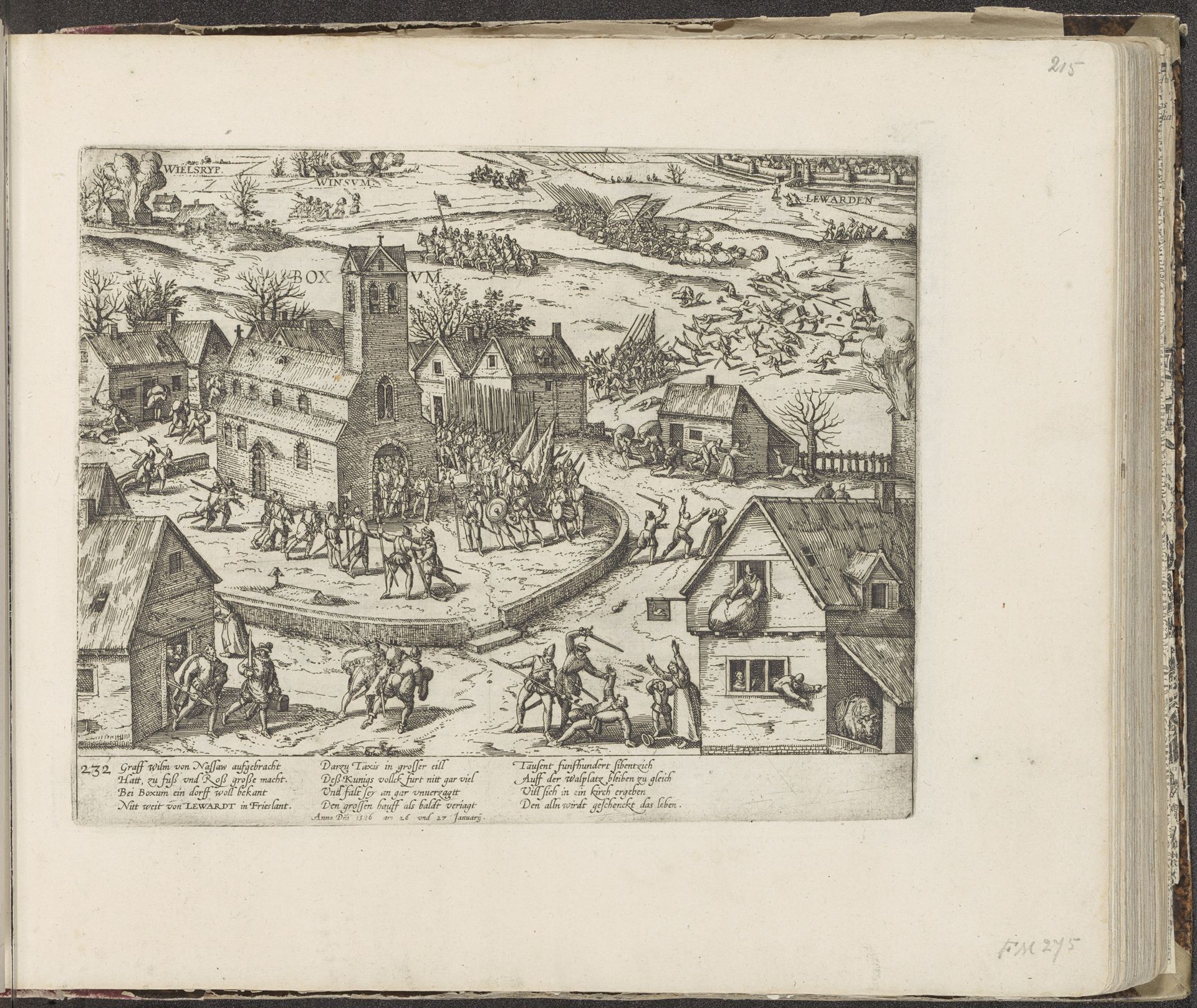 Slag bij Boksum in Friesland, 1586 by Frans Hogenberg