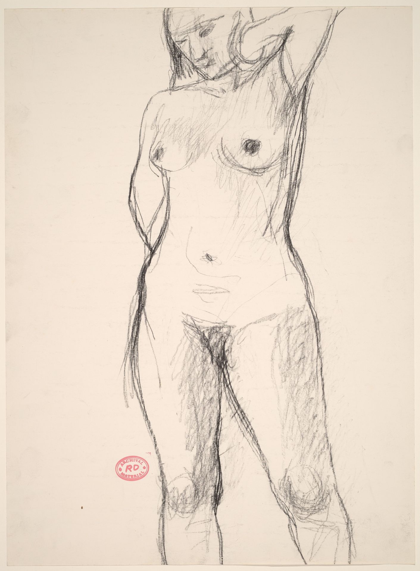 Untitled [standing nude with her left elbow raised] by Richard Diebenkorn