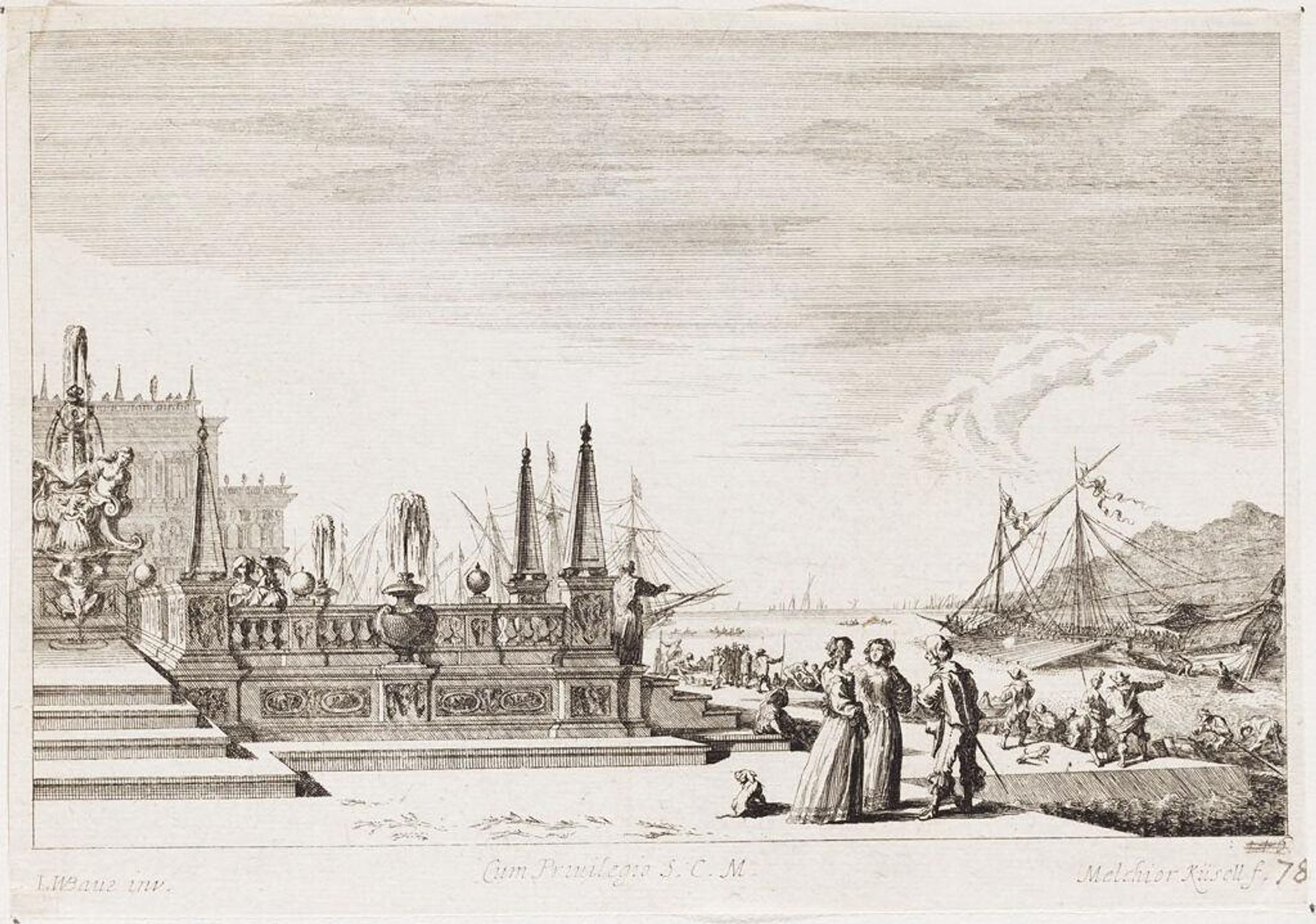 Fountain Outside Naples at the Entrance of the Prince's Pleasure-Garden by Melchior KÃ¼sel