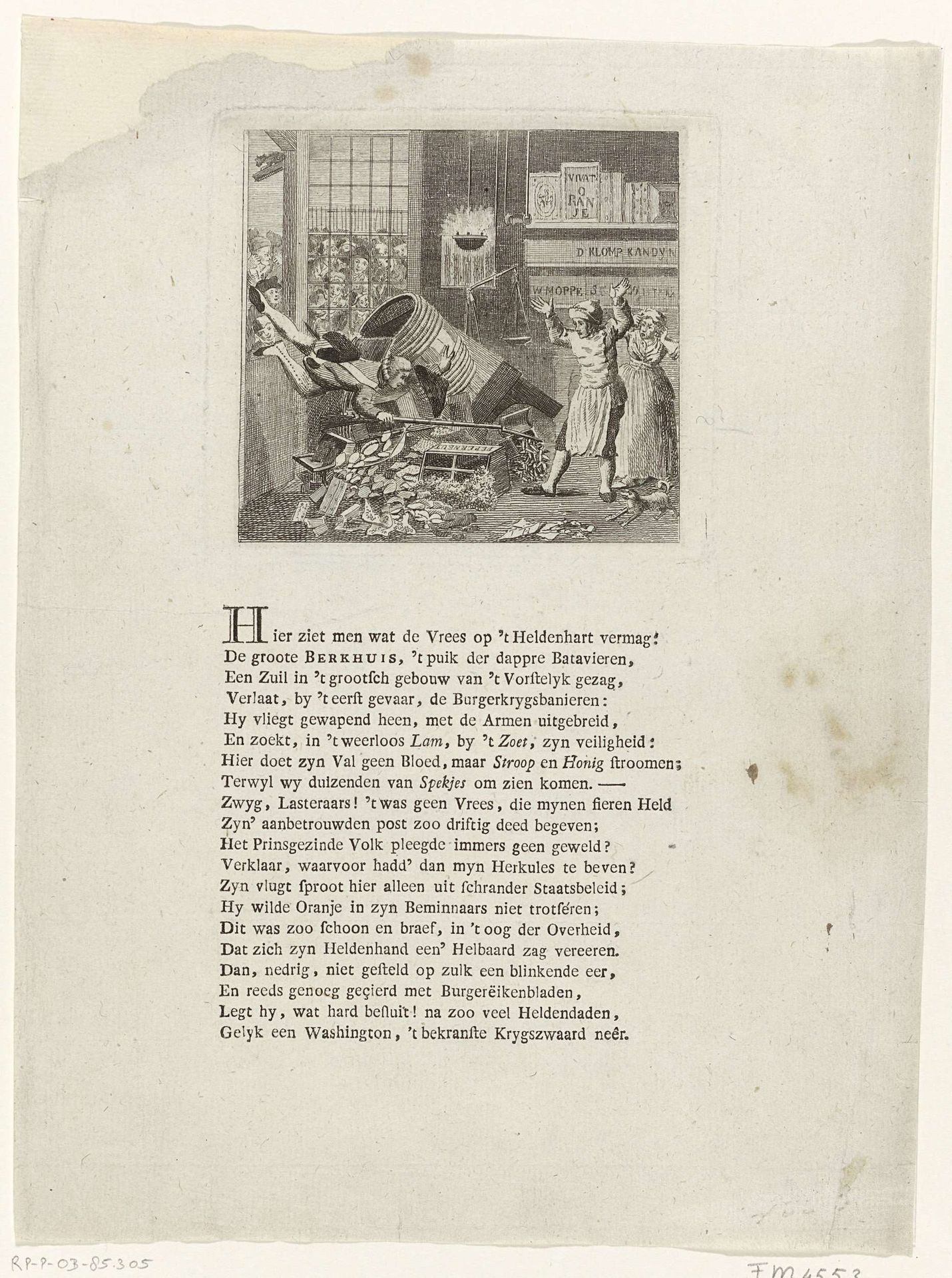 Spotprent op de adelborst Berghuis, 1784 by Joannes Hulstkamp