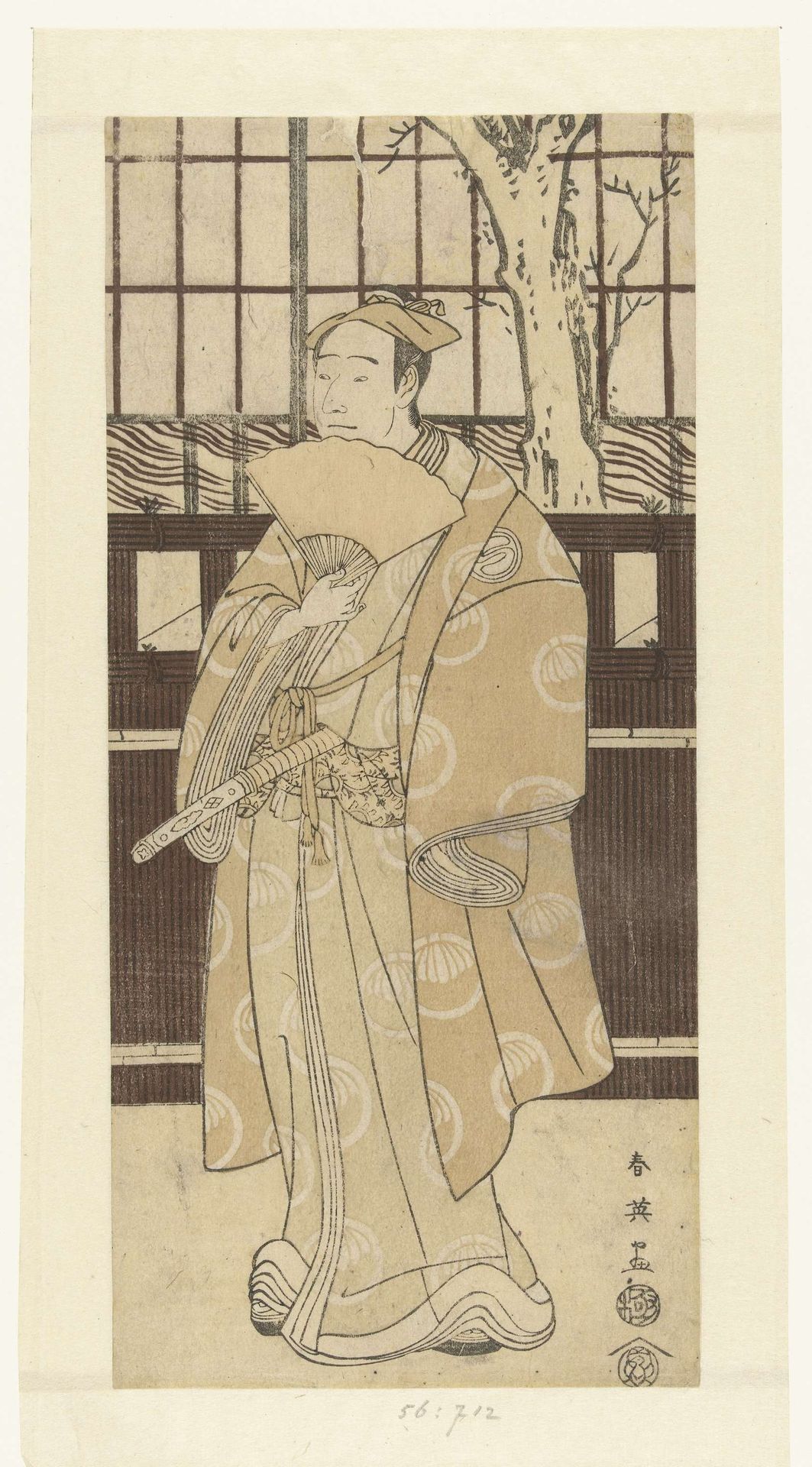 Acteur Sawamura Sojuro III als Oboshi Yuranosuke by Katsukawa Shun'ei