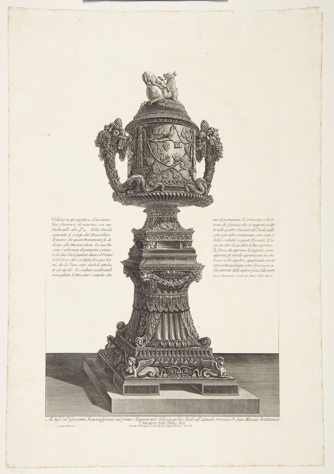 The same vase as in the preceding etching, seen in perspective by Giovanni Battista Piranesi