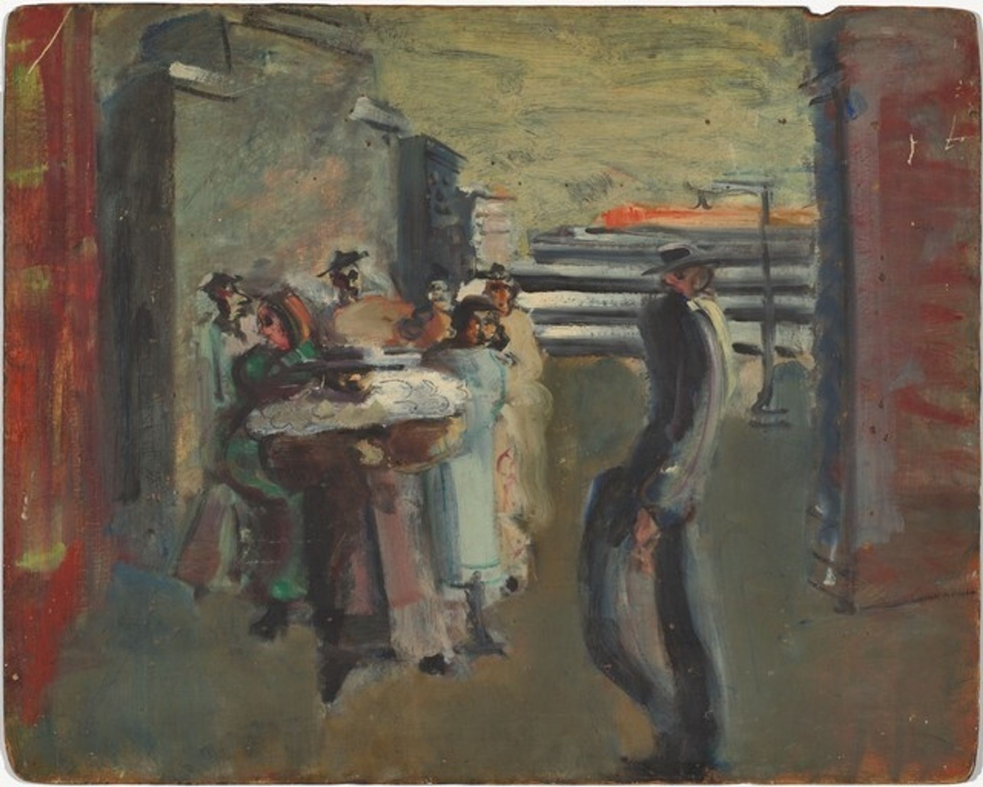 Untitled (street scene with walking man) by Mark Rothko