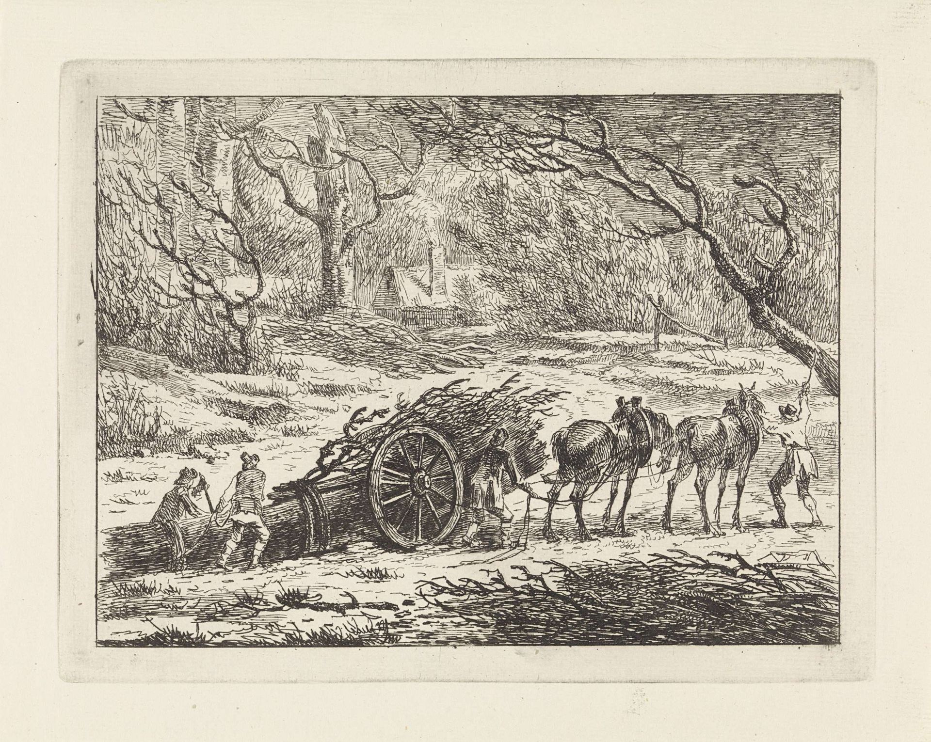 Landschap met een door twee paarden getrokken kar by Gerard van Nijmegen