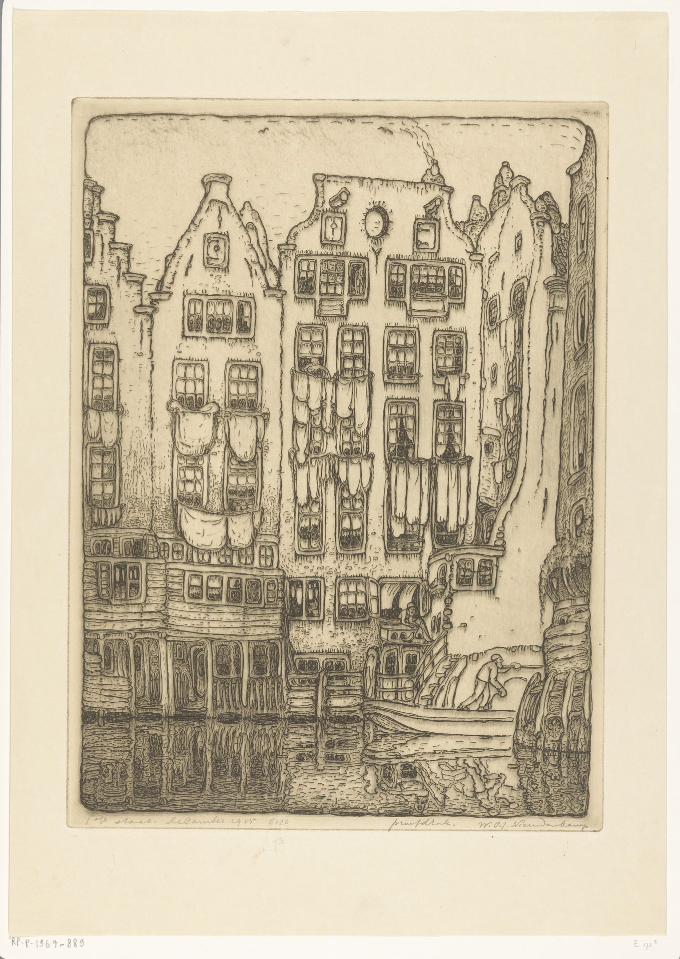Grachtenhuizen aan de Sint-Olofssteeg in Amsterdam by Wijnand Otto Jan Nieuwenkamp