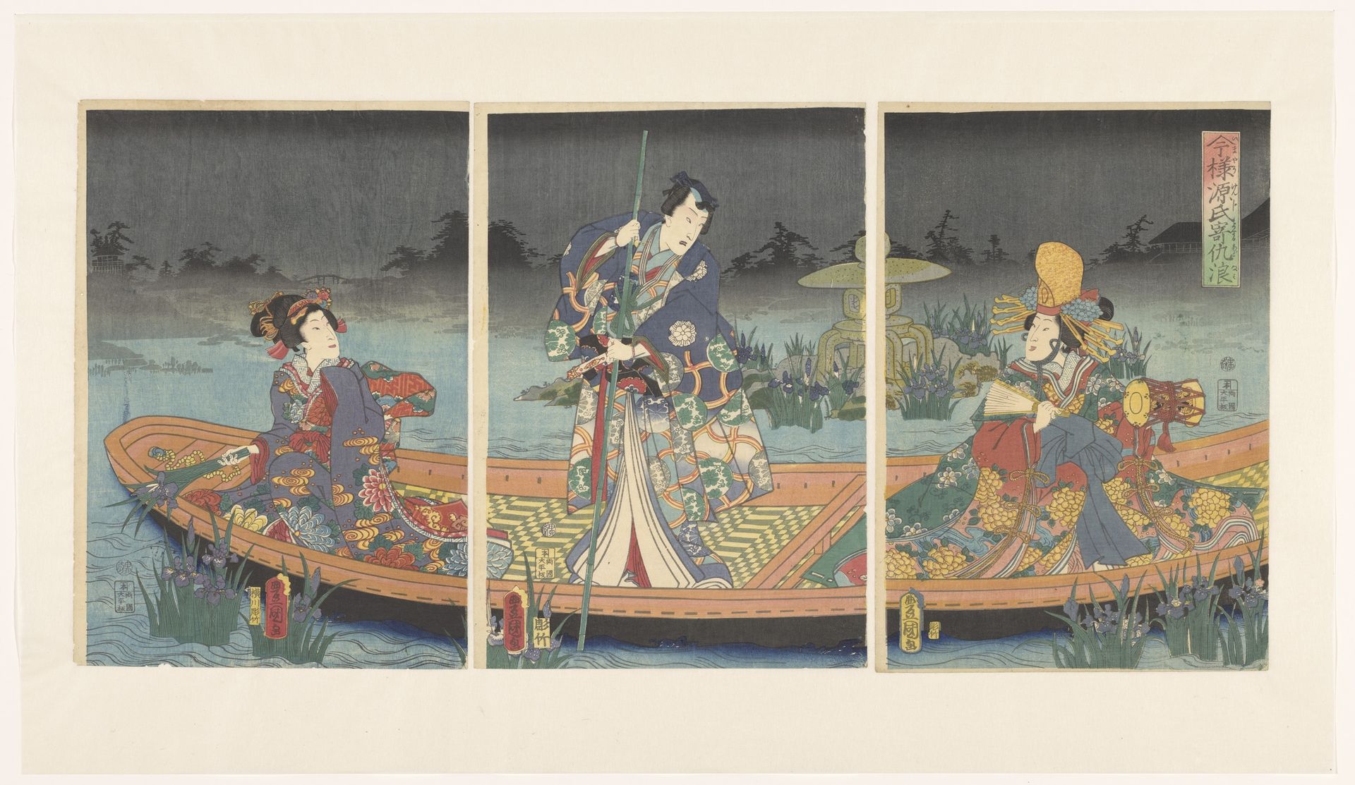 Vijandelijke golven naderen de moderne prins Genji by Utagawa Kunisada