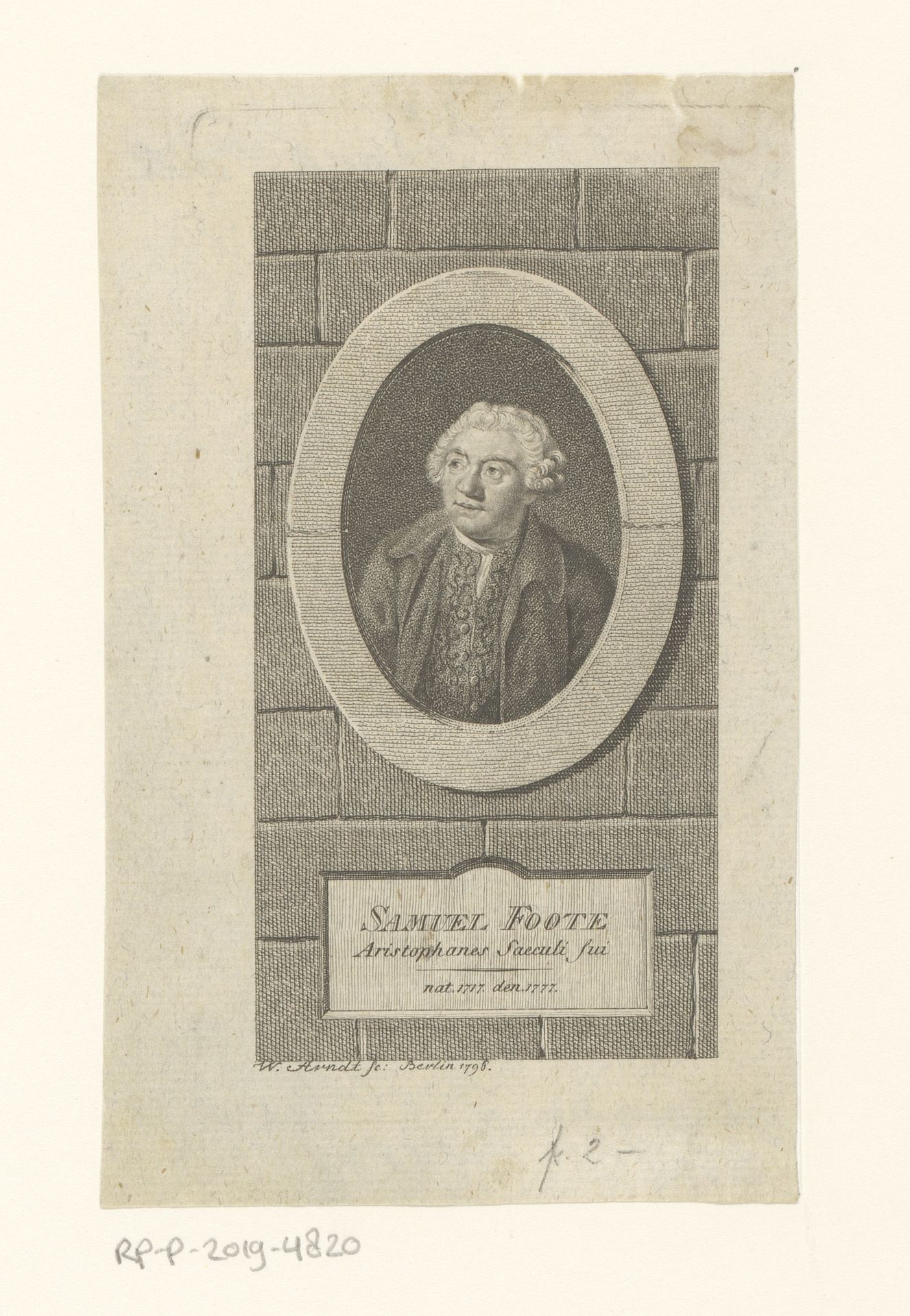 Portret van Samuel Foote by Wilhelm Arndt