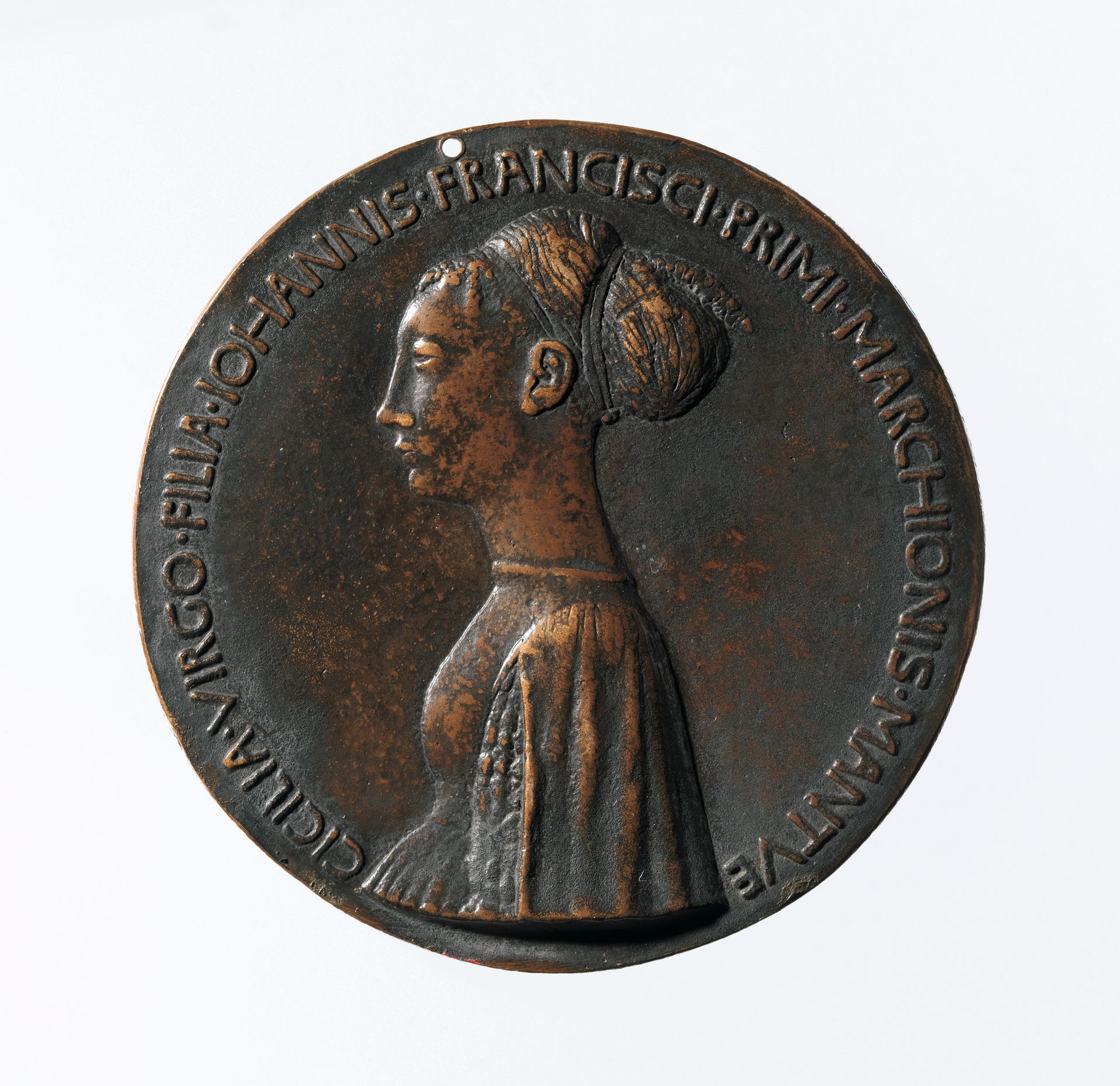 Portrait medal of Cecilia Gonzaga (obverse); Innocence and a Unicorn in a Moonlit Landscape (reverse) by Pisanello