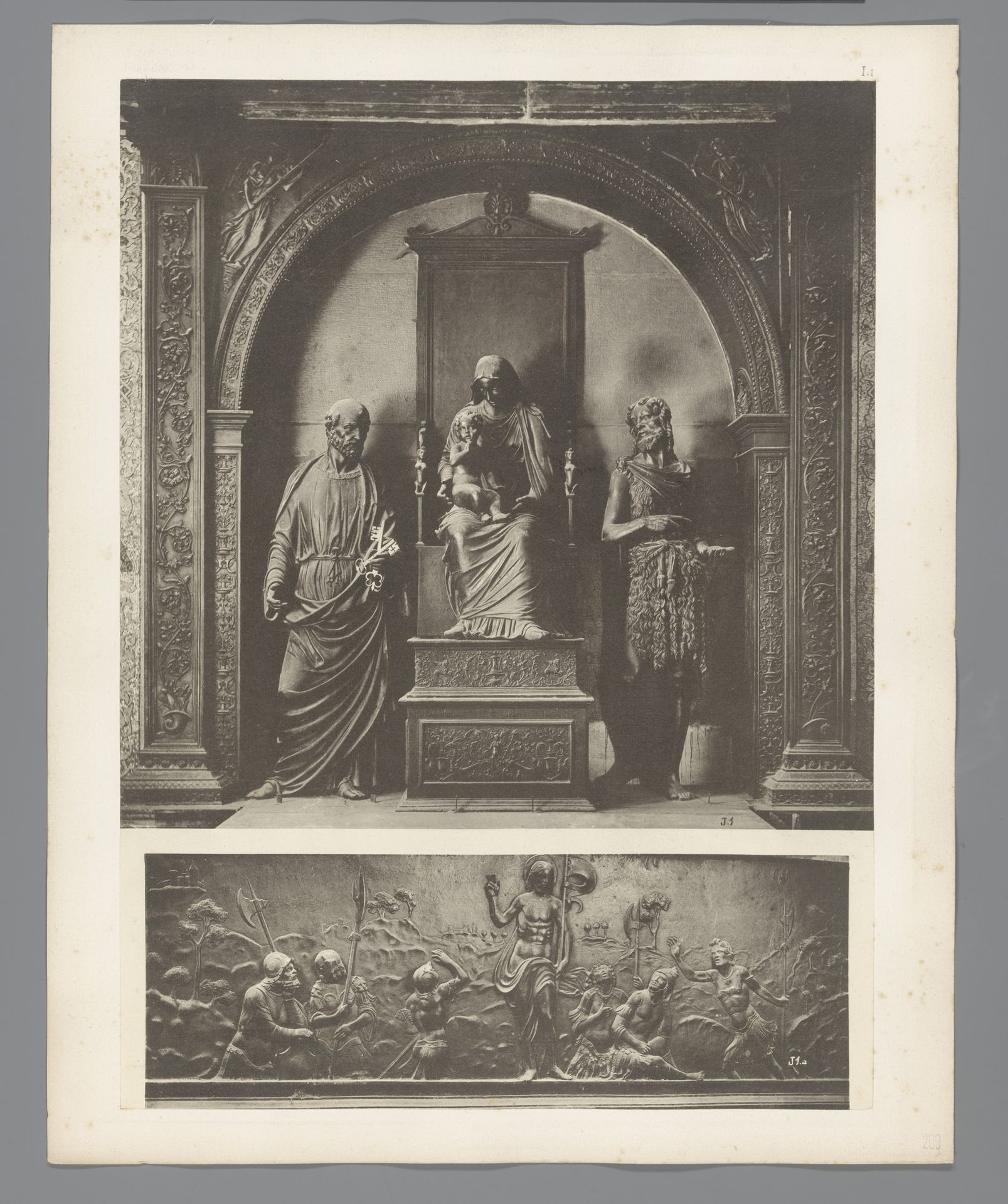 Sculptuur van Maria, Christus en anderen en een reliëf in de San Marco in Venetië by Carl Heinrich Jacobi