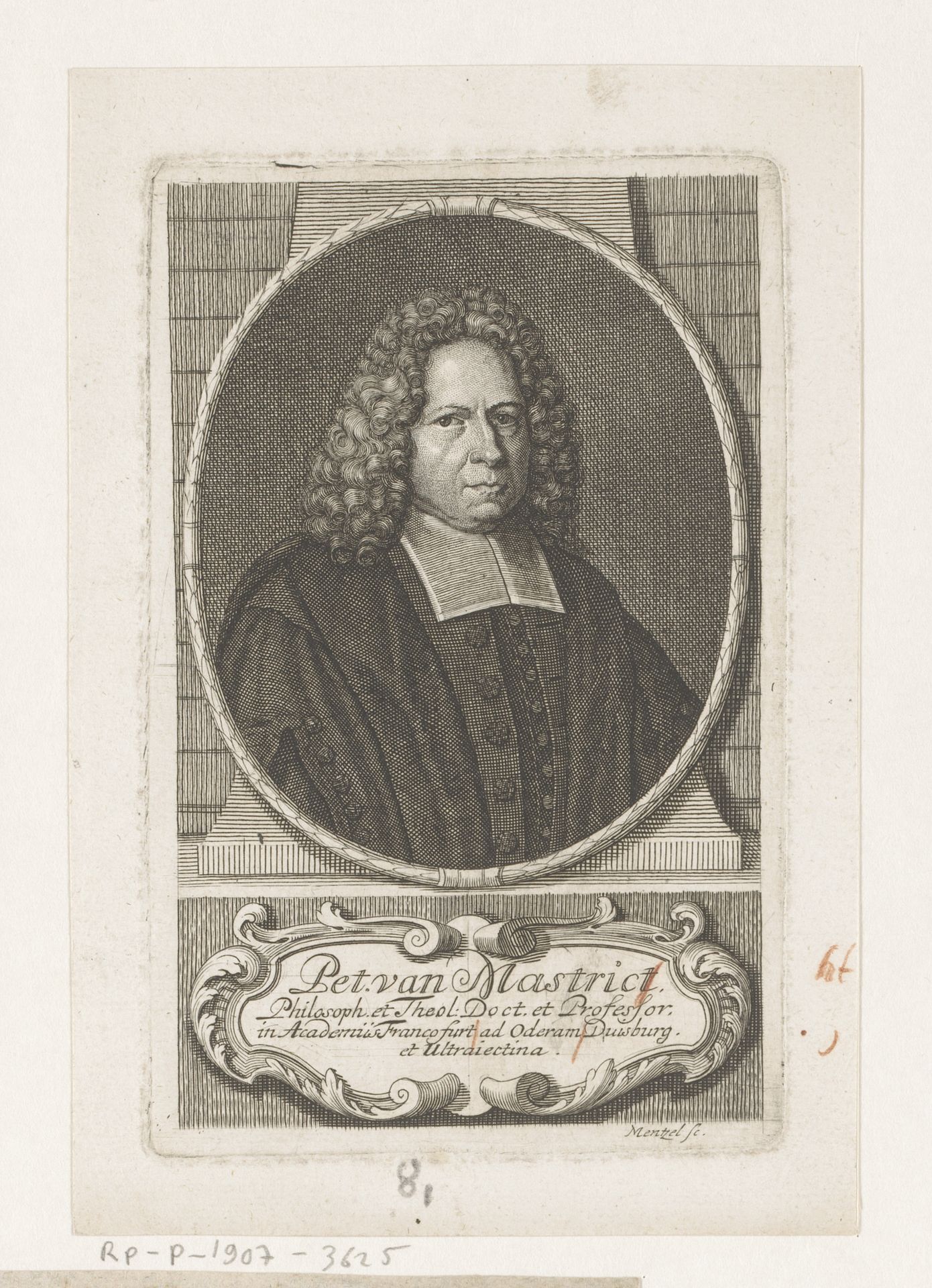 Portret van Petrus van Mastricht by Johann Georg Mentzel