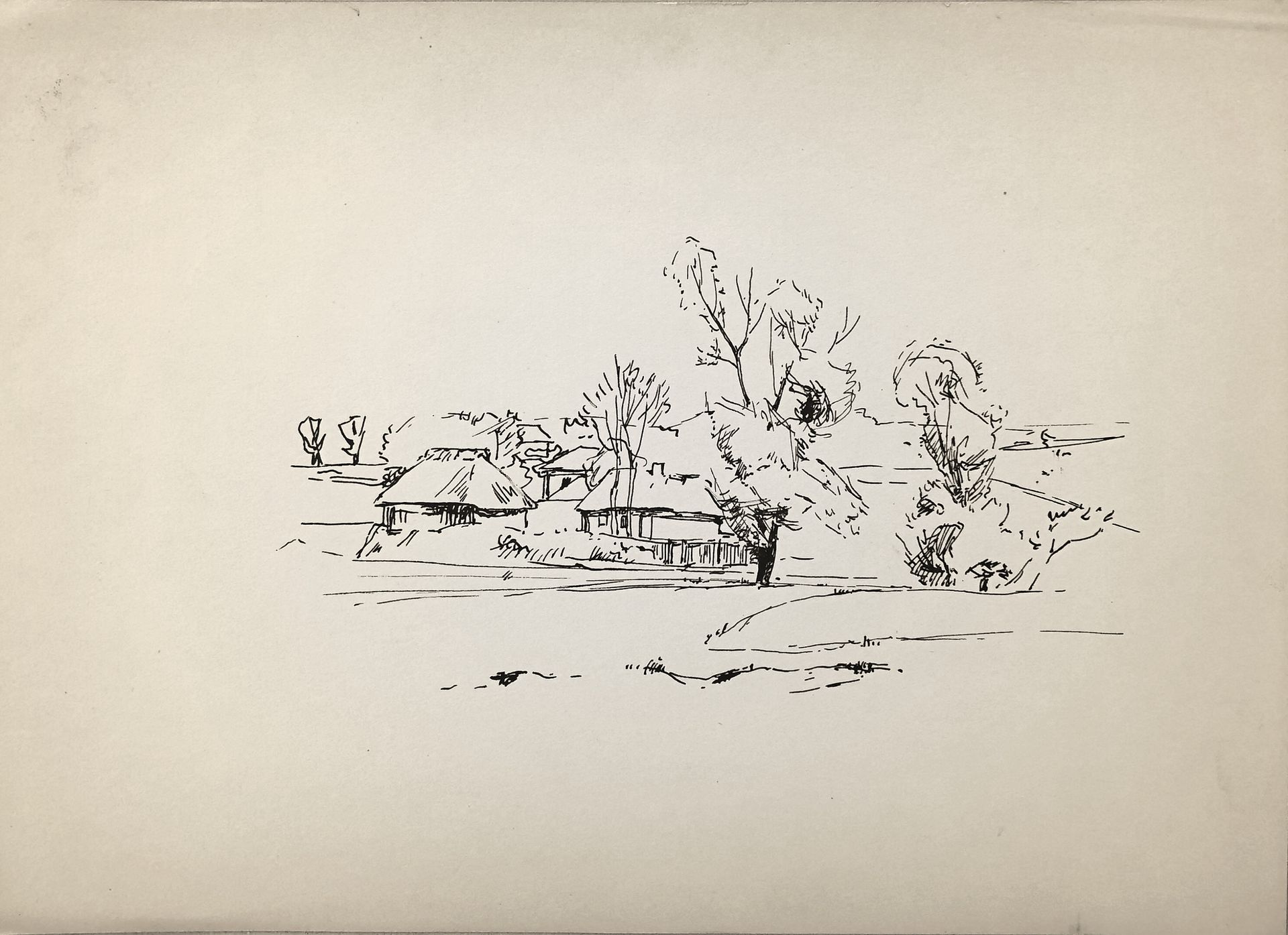 Landscape with houses. Stebliv (?) by Hryhorii Havrylenko
