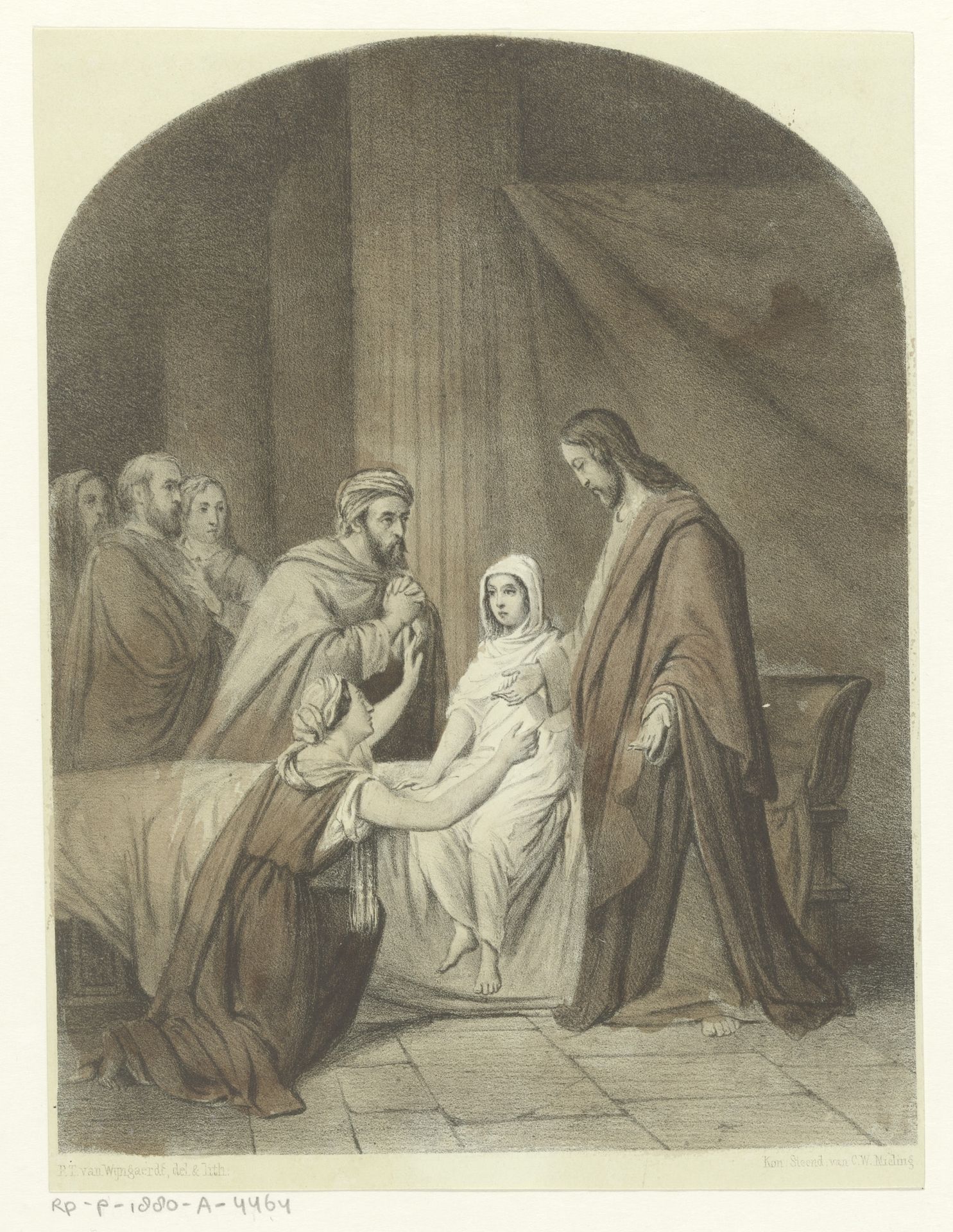 Opwekking van de dochter van Jaïrus by Petrus Theodorus van Wijngaerdt