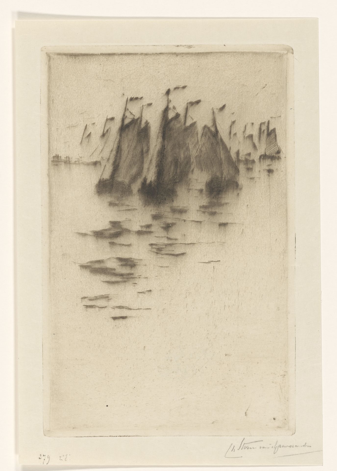 Schepen op de Maas by Carel Nicolaas Storm van 's-Gravesande