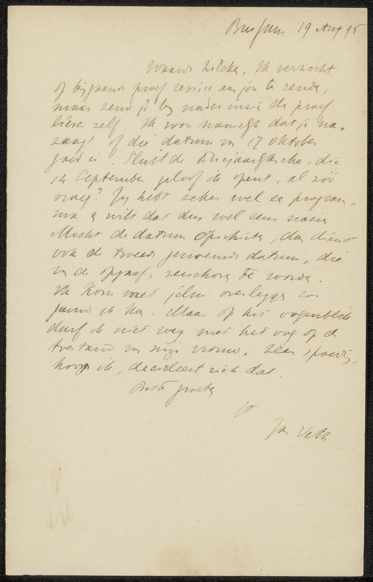 Brief aan Philip Zilcken by Jan Veth