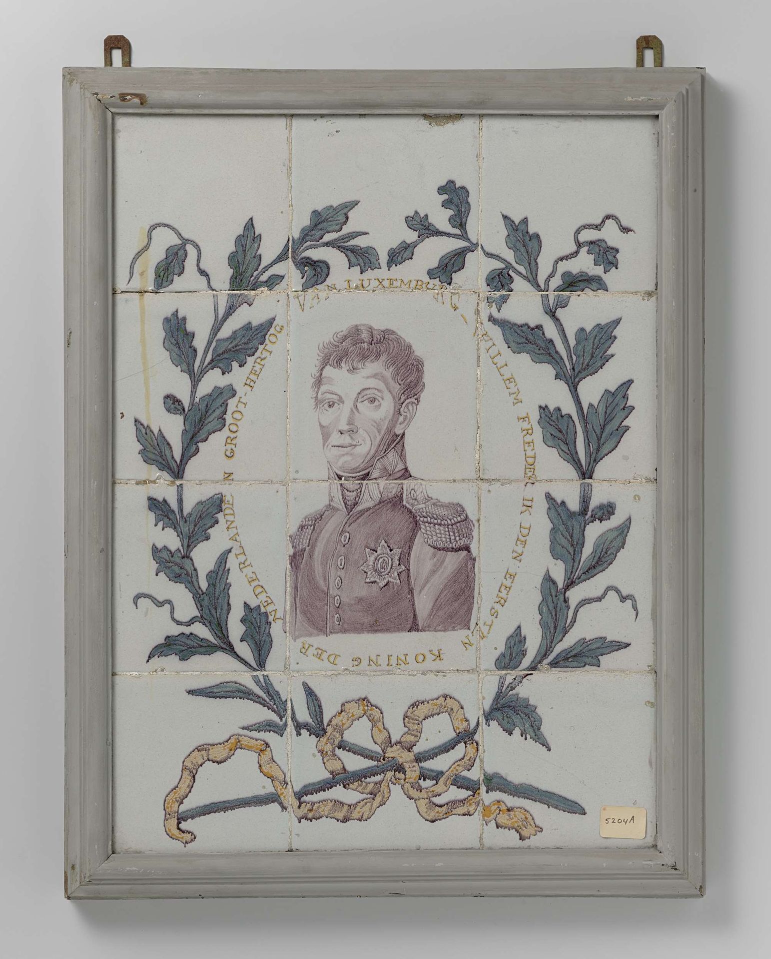 Tegeltableau met portret Willem I met opschrift: WILLEM FREDERIK DEN EERSTEN KONING etc. by Anonymous