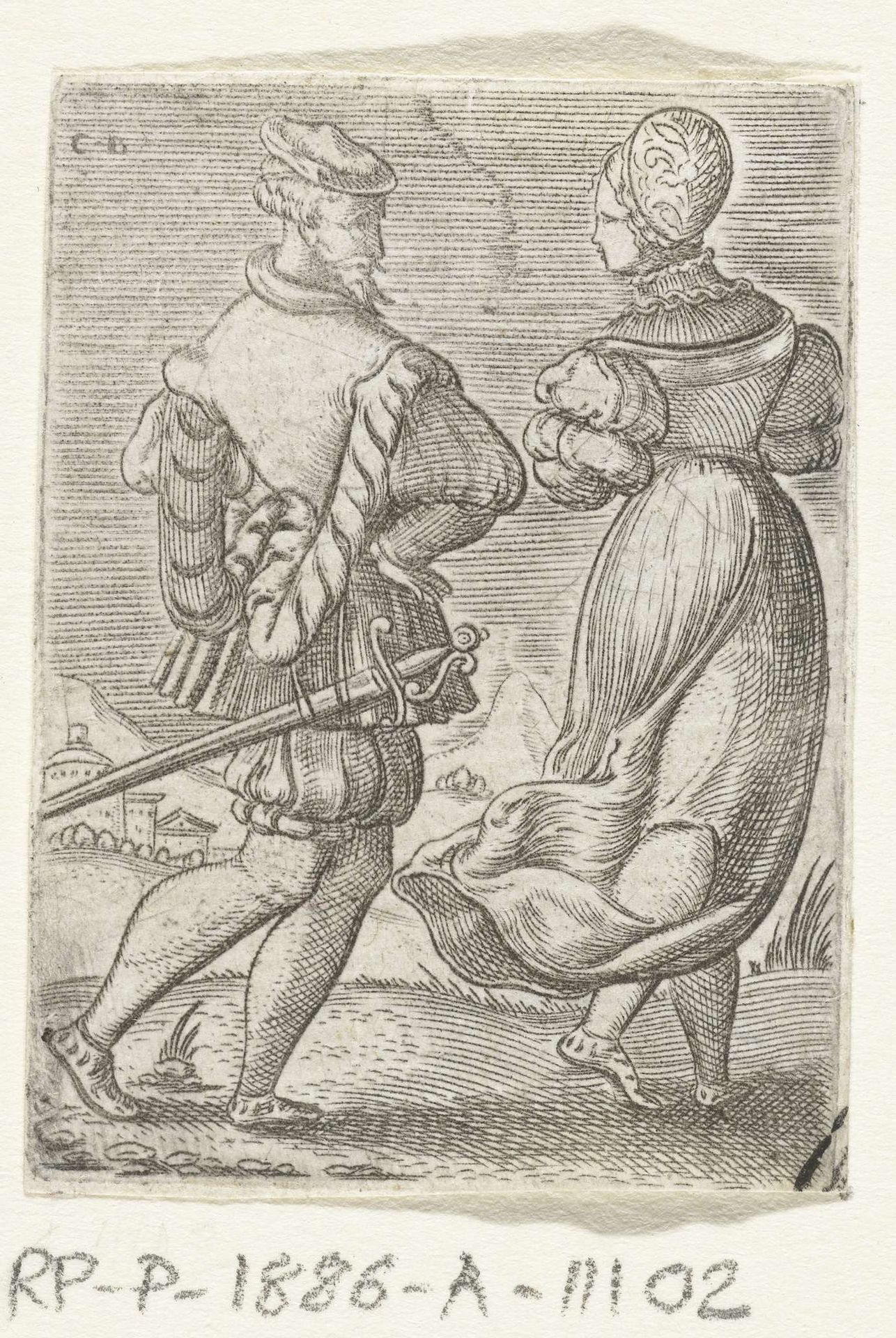 Dansend stel, op de rug gezien by Cornelis Bos