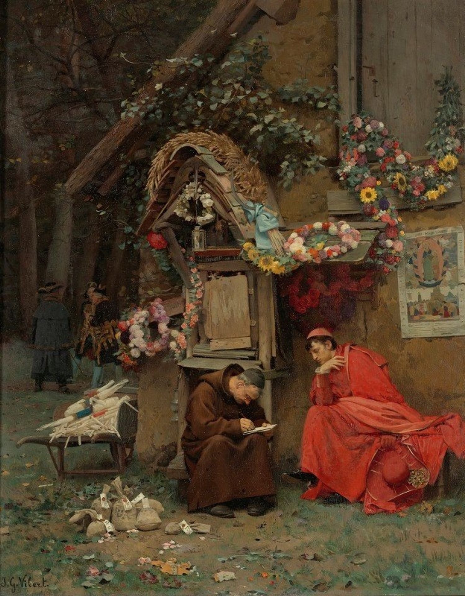 Adding Up The Donations by Jehan Georges Vibert