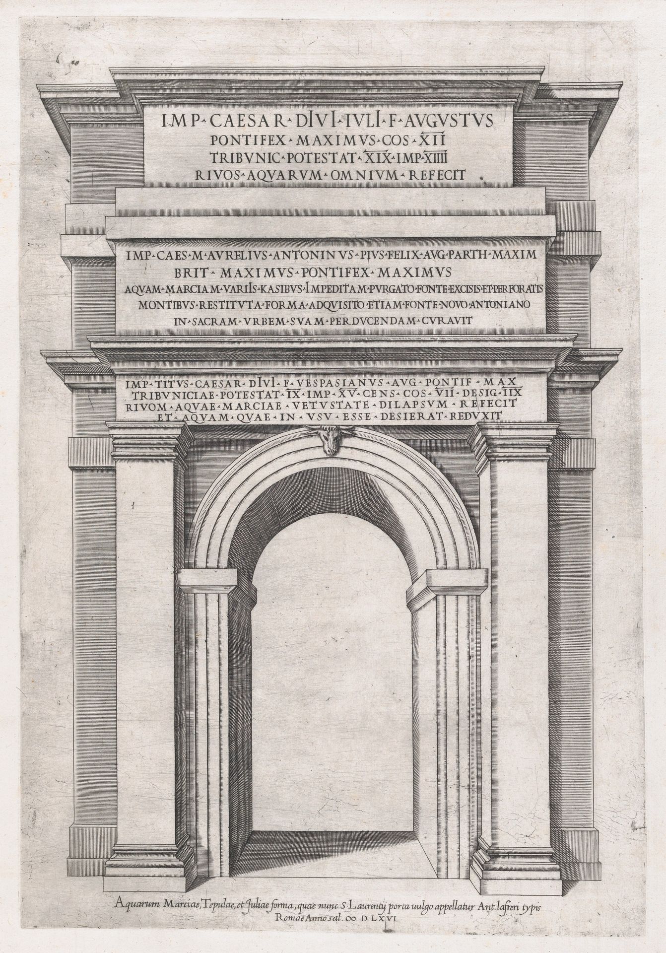 Speculum Romanae Magnificentiae: Front view of St. Lawrence Gateway, Rome by Anonymous