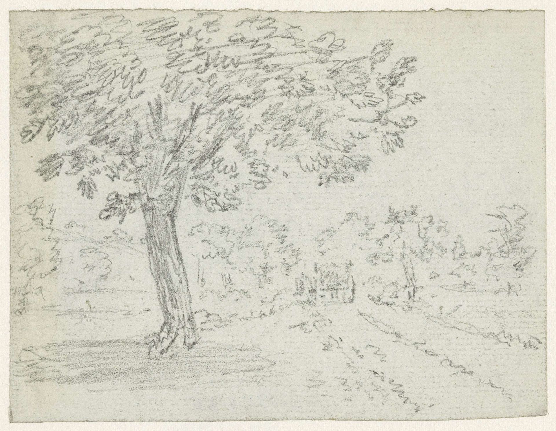 Grote boom bij een landweg by Georges Michel