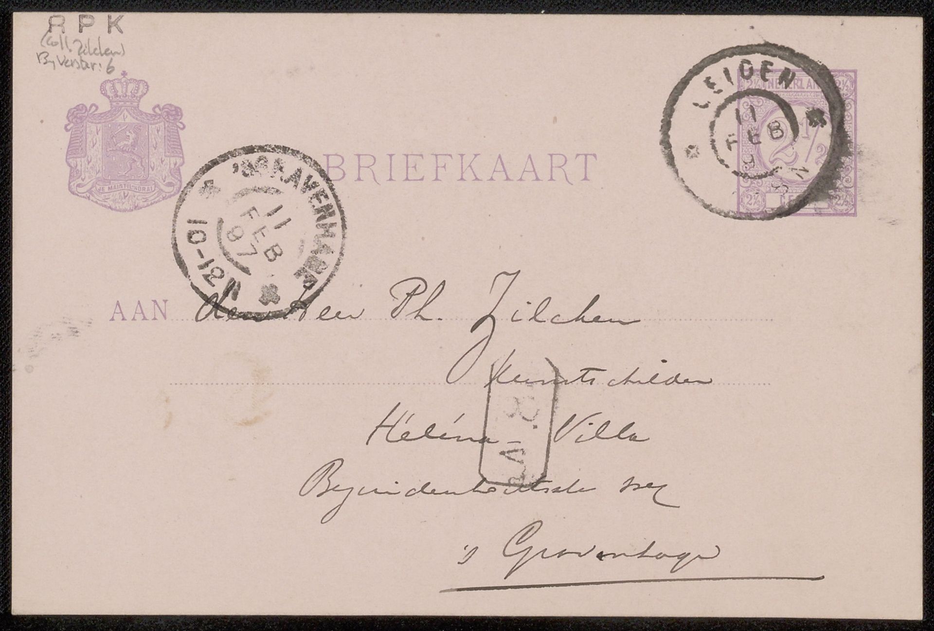 Briefkaart aan Philip Zilcken by Cees Verster