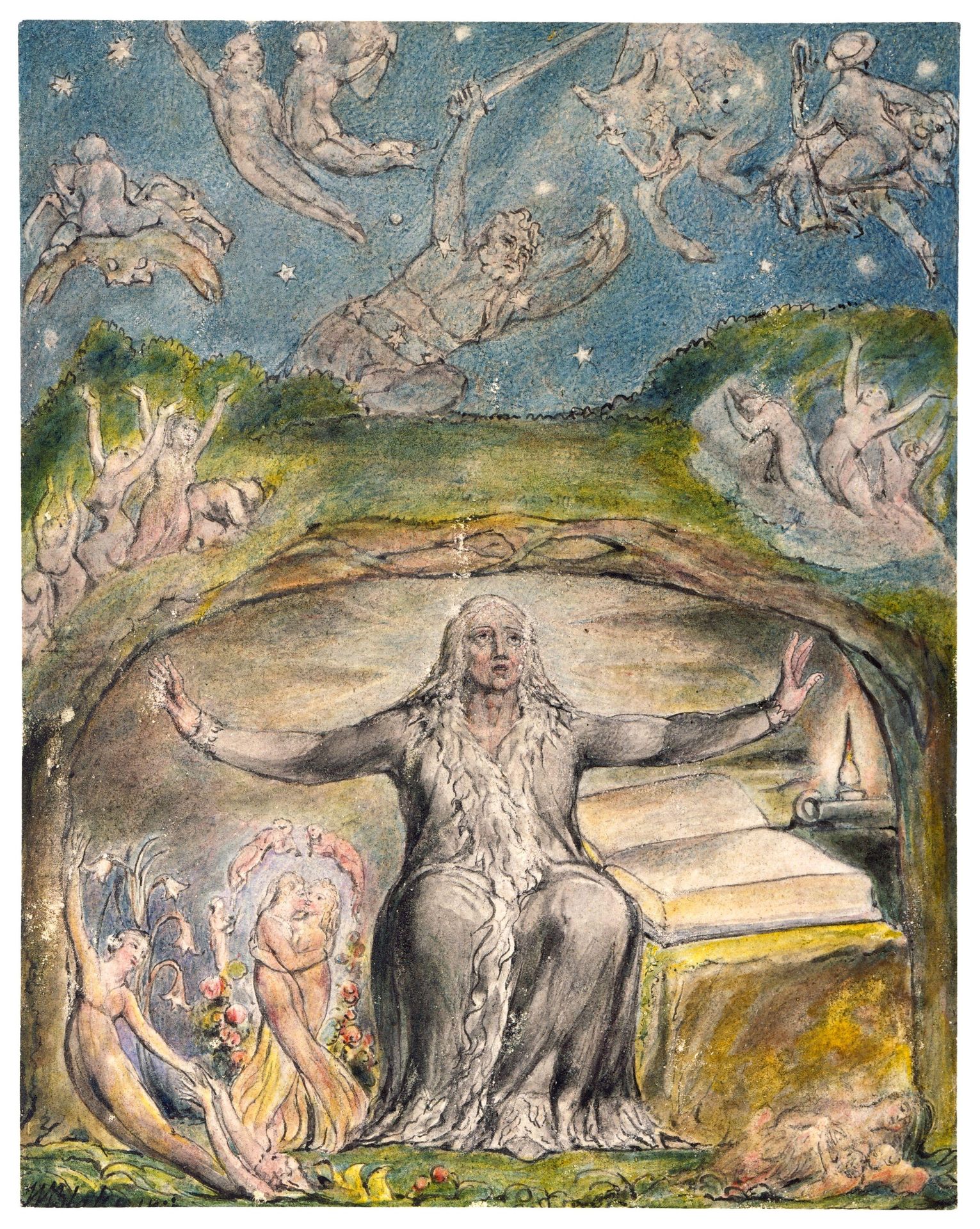 Illustration to Milton`s L`Allegro and Il Penseroso by William Blake