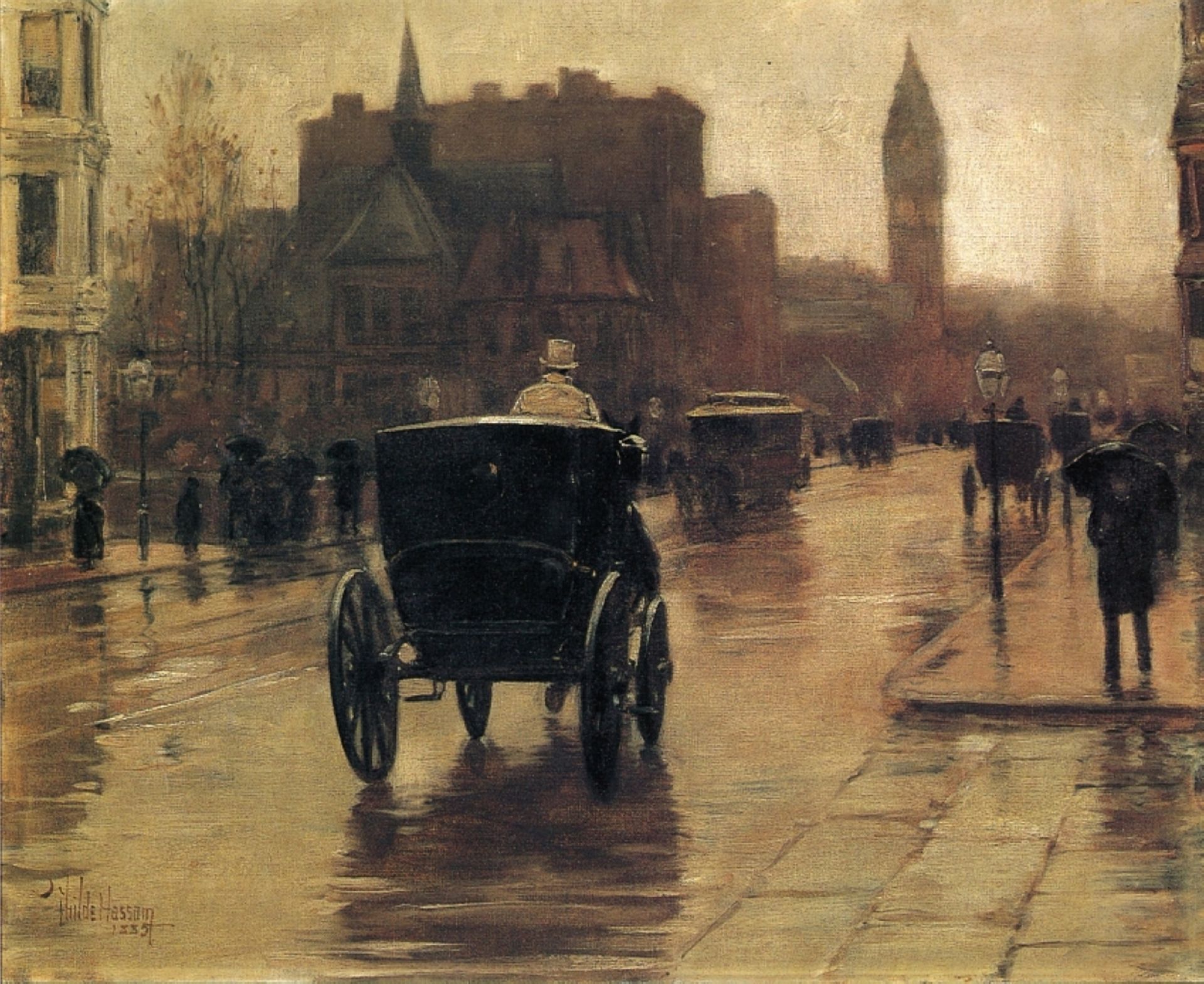 Columbus Avenue, Rainy Day by Childe Hassam