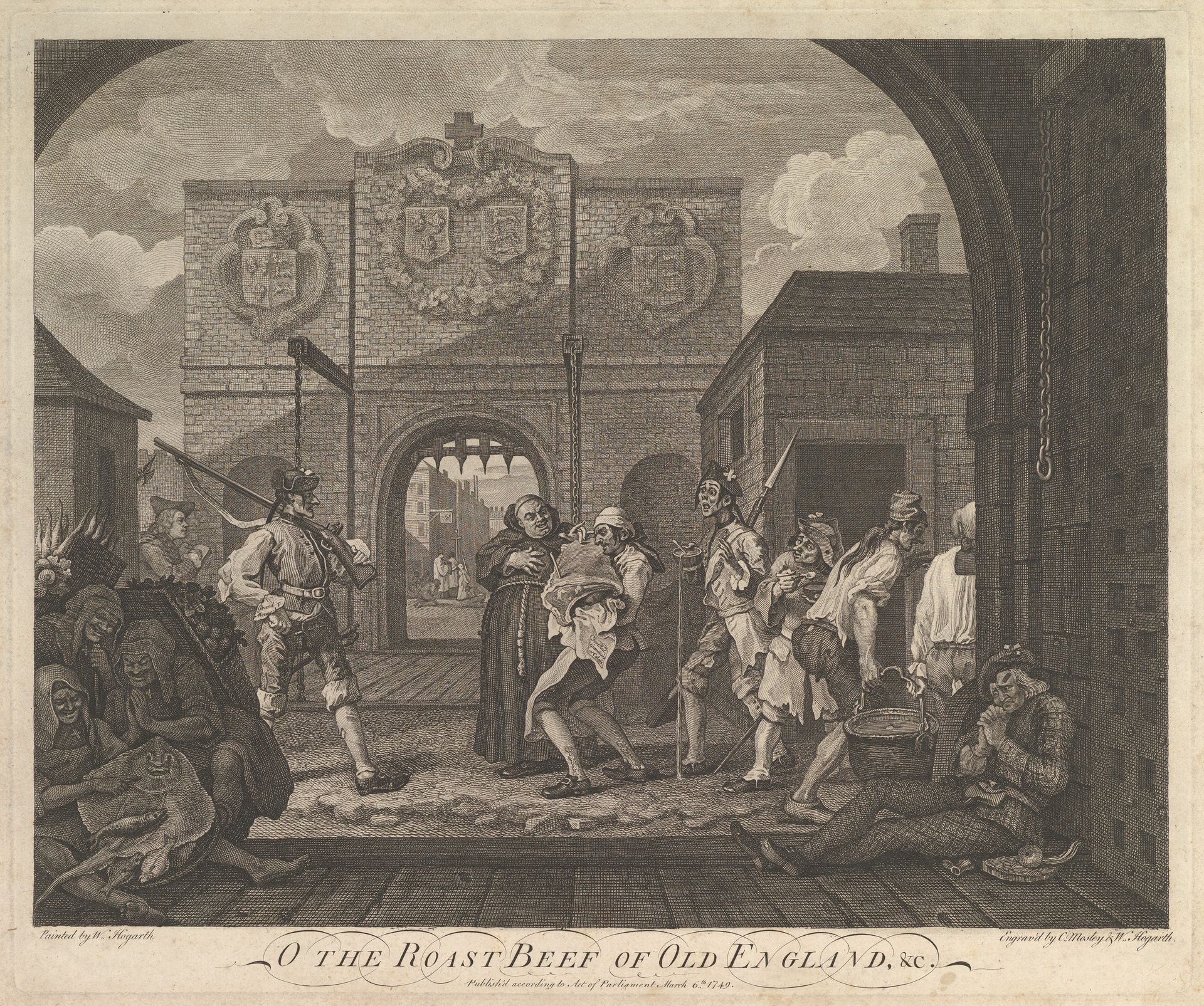 O the Roast Beef of Old England--The Gate of Caiais by William Hogarth