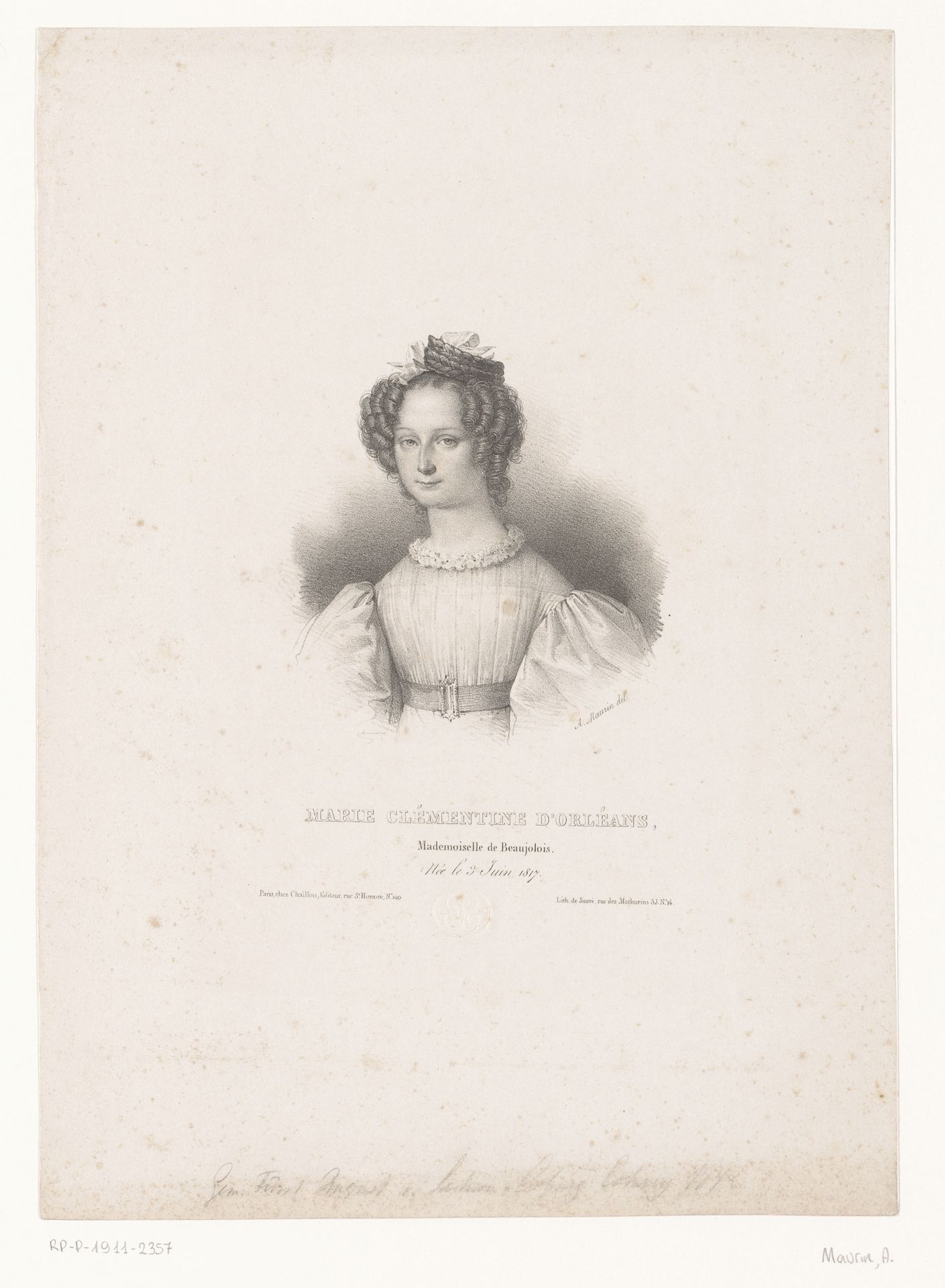 Portret van Clémentine d'Orléans by Antoine Maurin