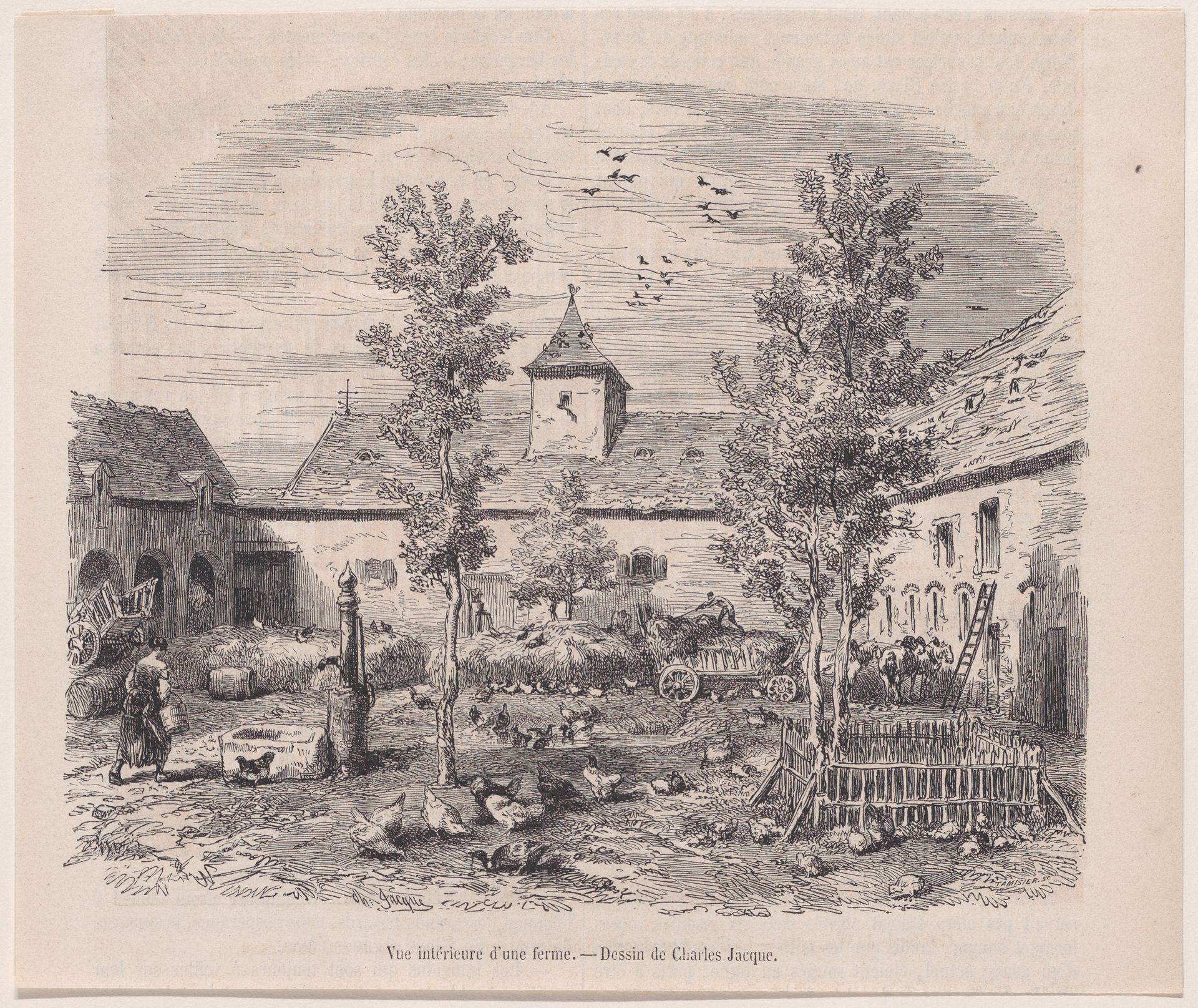 Interior View of a Farm, from "Le Magasin Pittoresque" by Charles Jacque