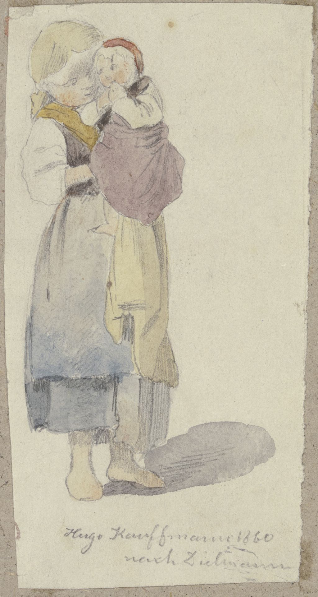 Mädchen mit Kind auf dem Arm by Hugo Kauffmann