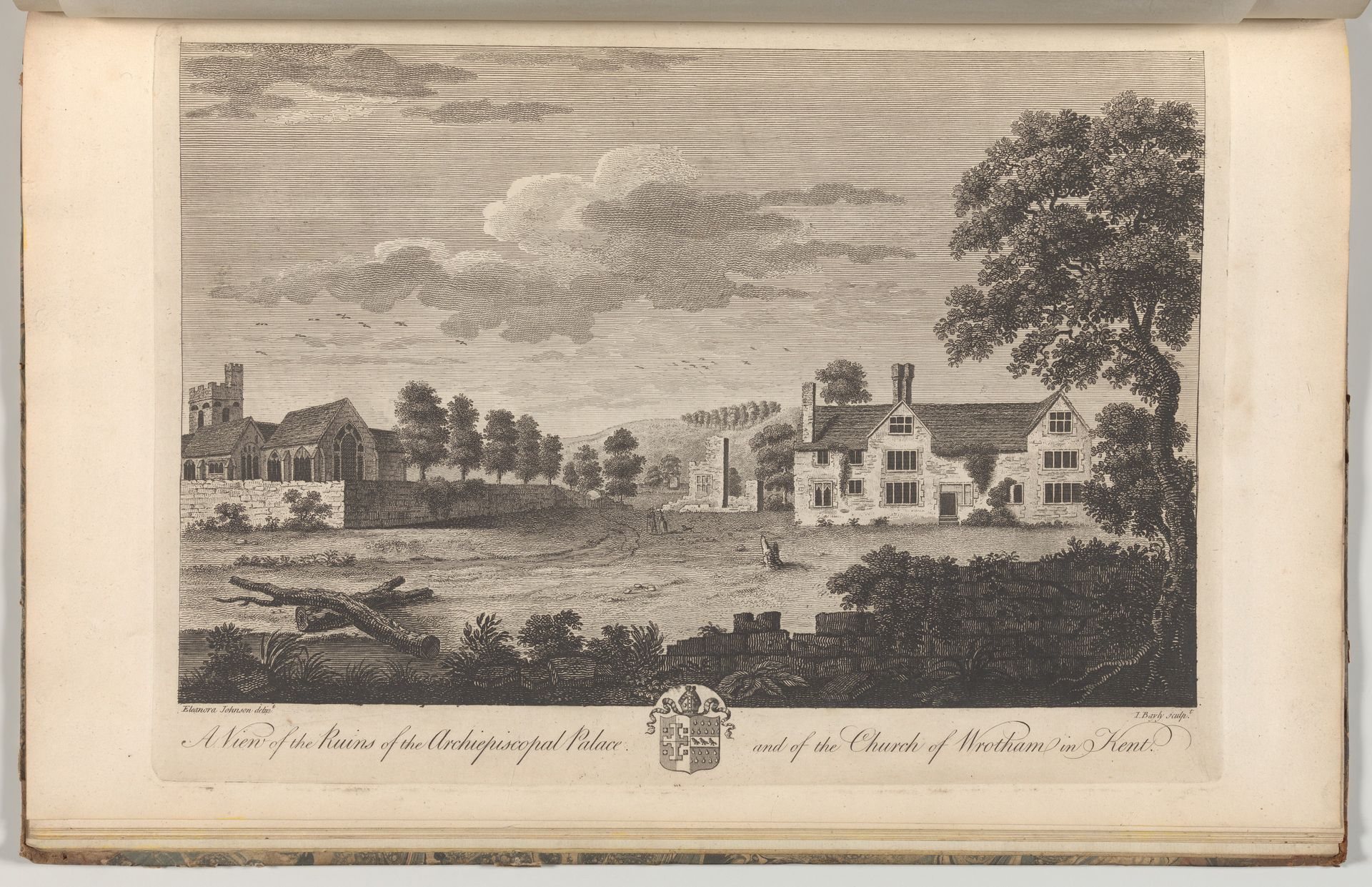 A View of the Ruins of the Archiepiscopal Palace and of the Church of Wrotham in Kent, from Edward Hasted's, The History and Topographical Survey of the County of Kent, vols. 1-3 by John Bayly