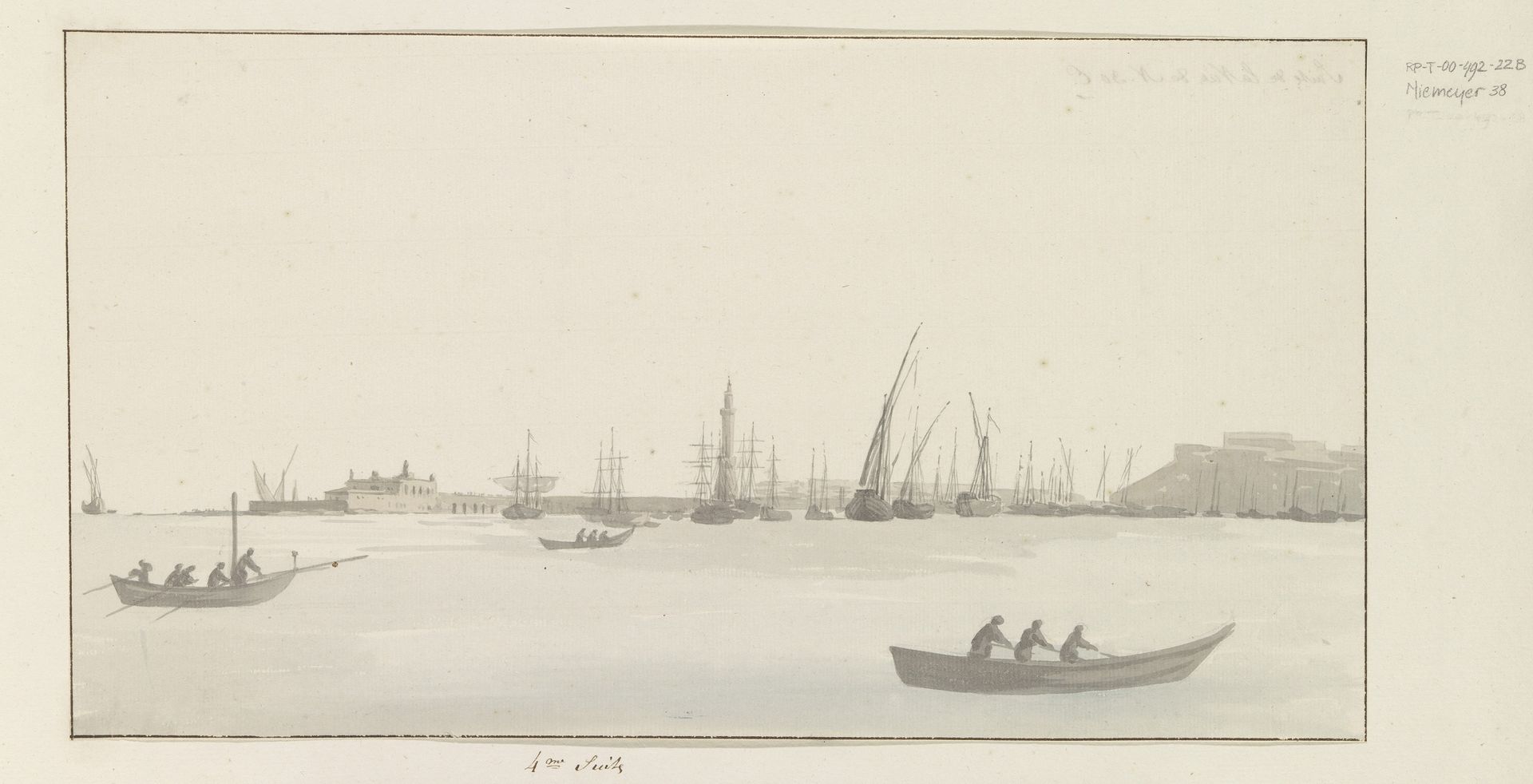 Gezicht op Golf van Napels vanaf kade bij kerk Santa Maria del Carmine by Louis Ducros