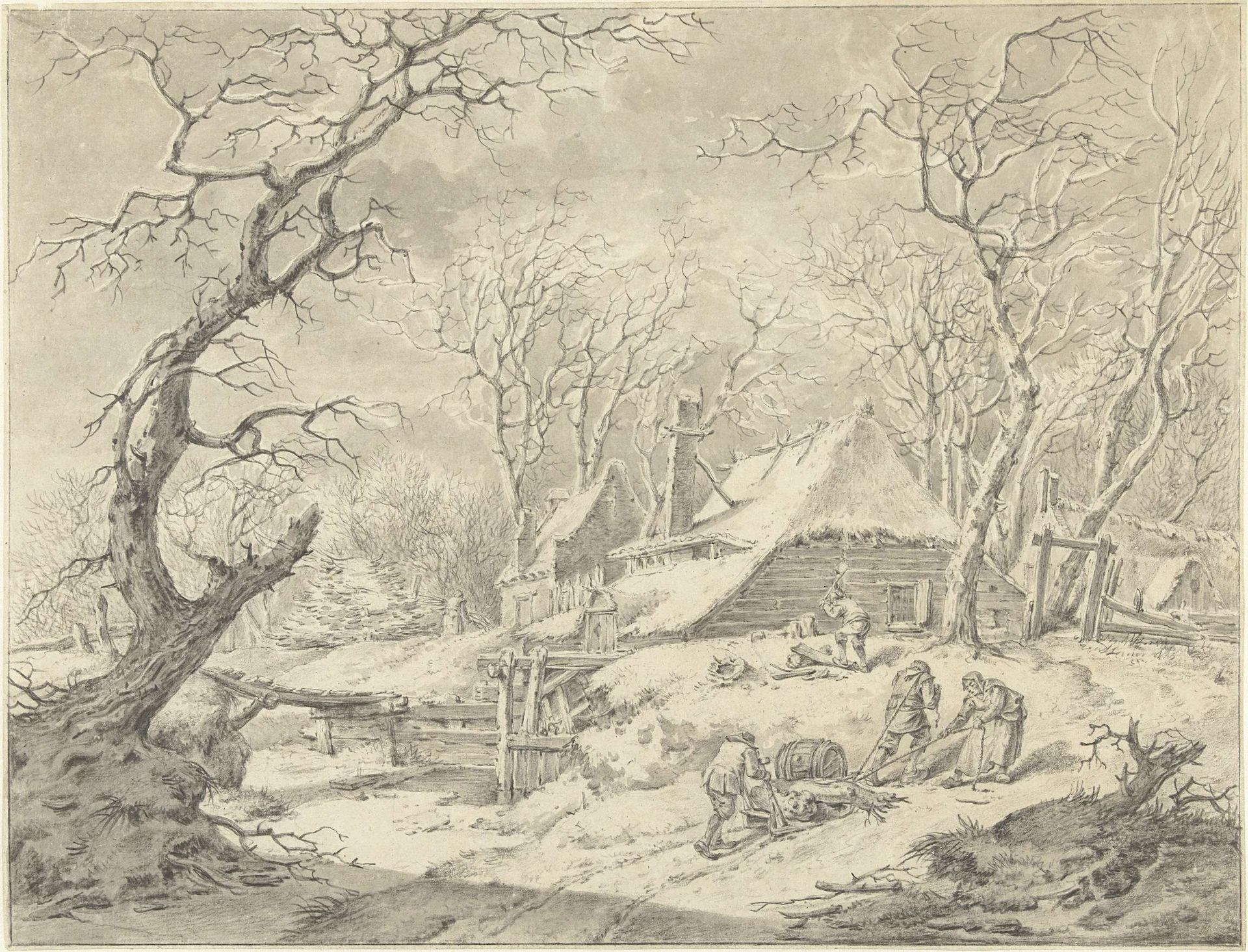 Winterlandschap met boerderij by Pieter Pietersz. Barbiers