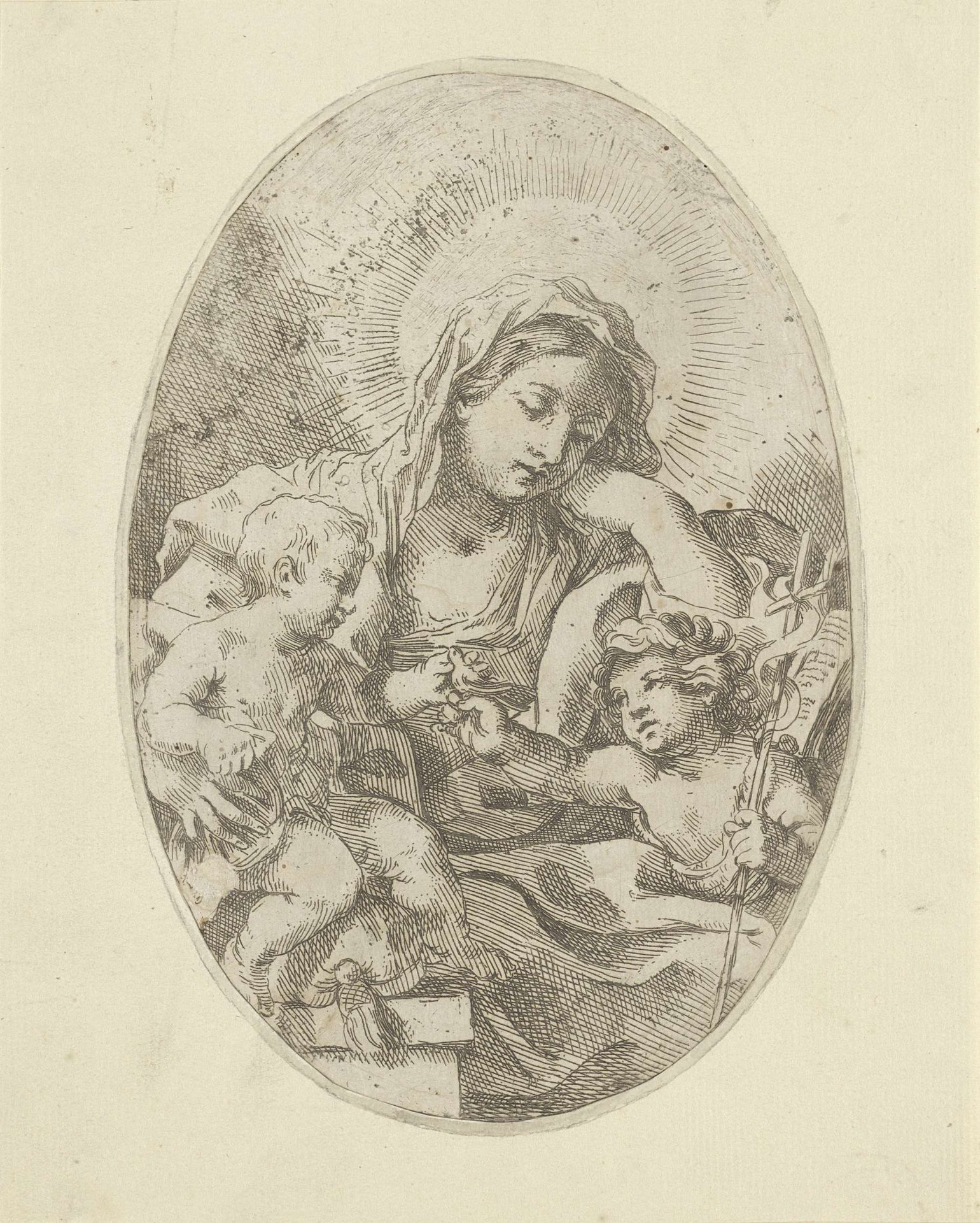 Maria met Kind en de jonge Johannes de Doper by Lorenzo Loli