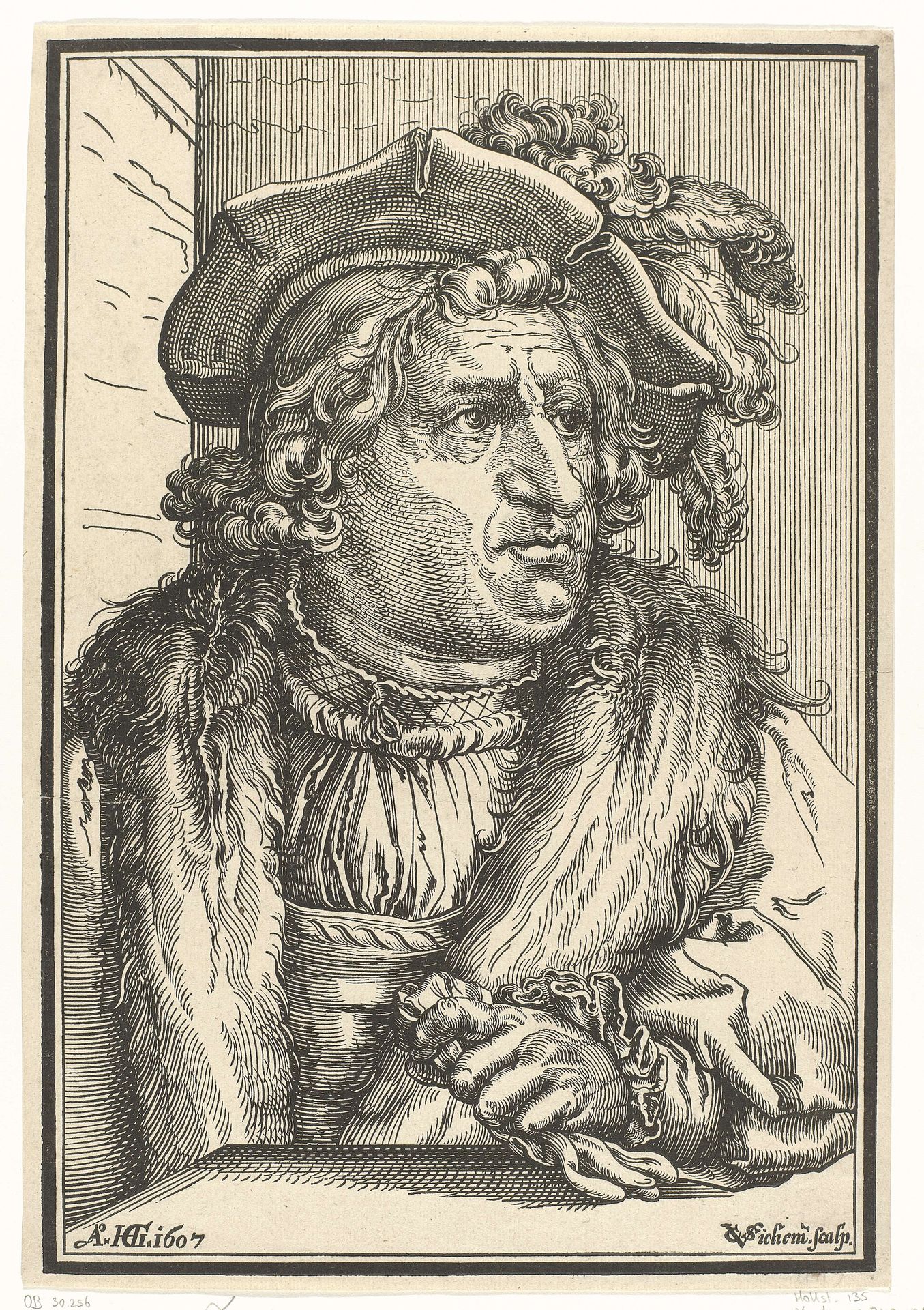 Man met een gepluimde hoed by Christoffel van Sichem I