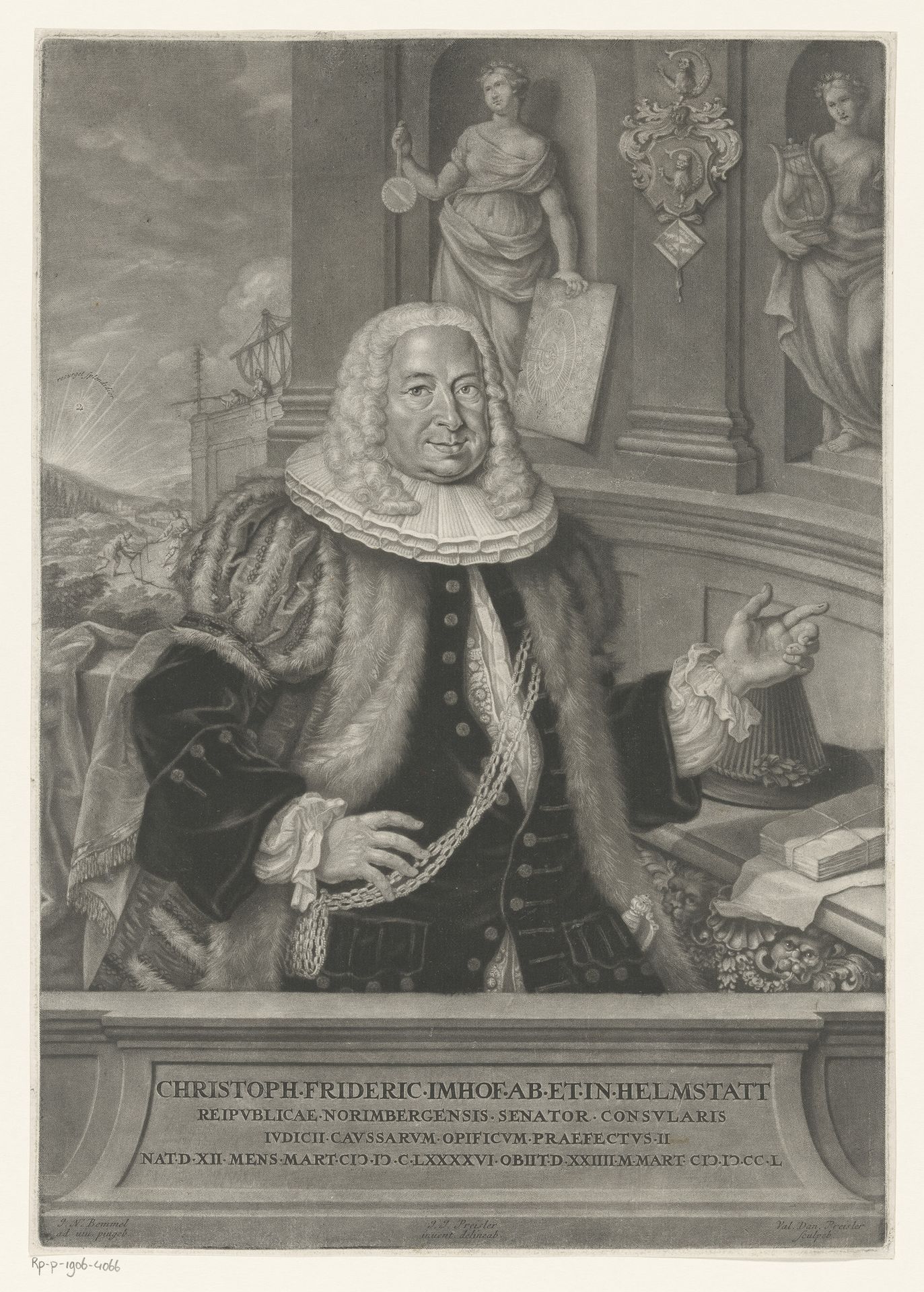 Portret van Christoph Friedrich Imhof by Valentin Daniel Preissler