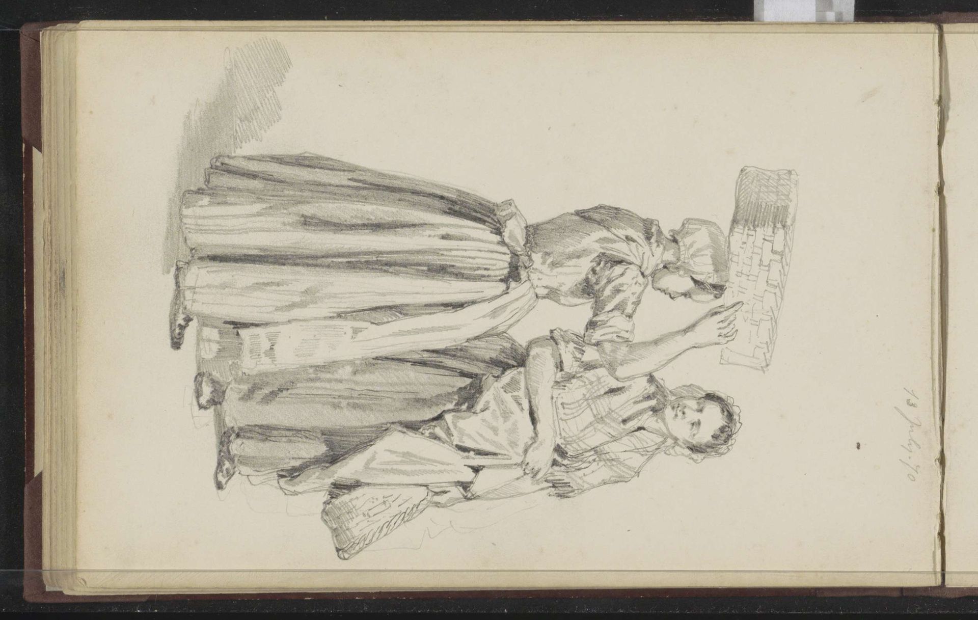 Twee vrouwen met manden by Cornelis Springer